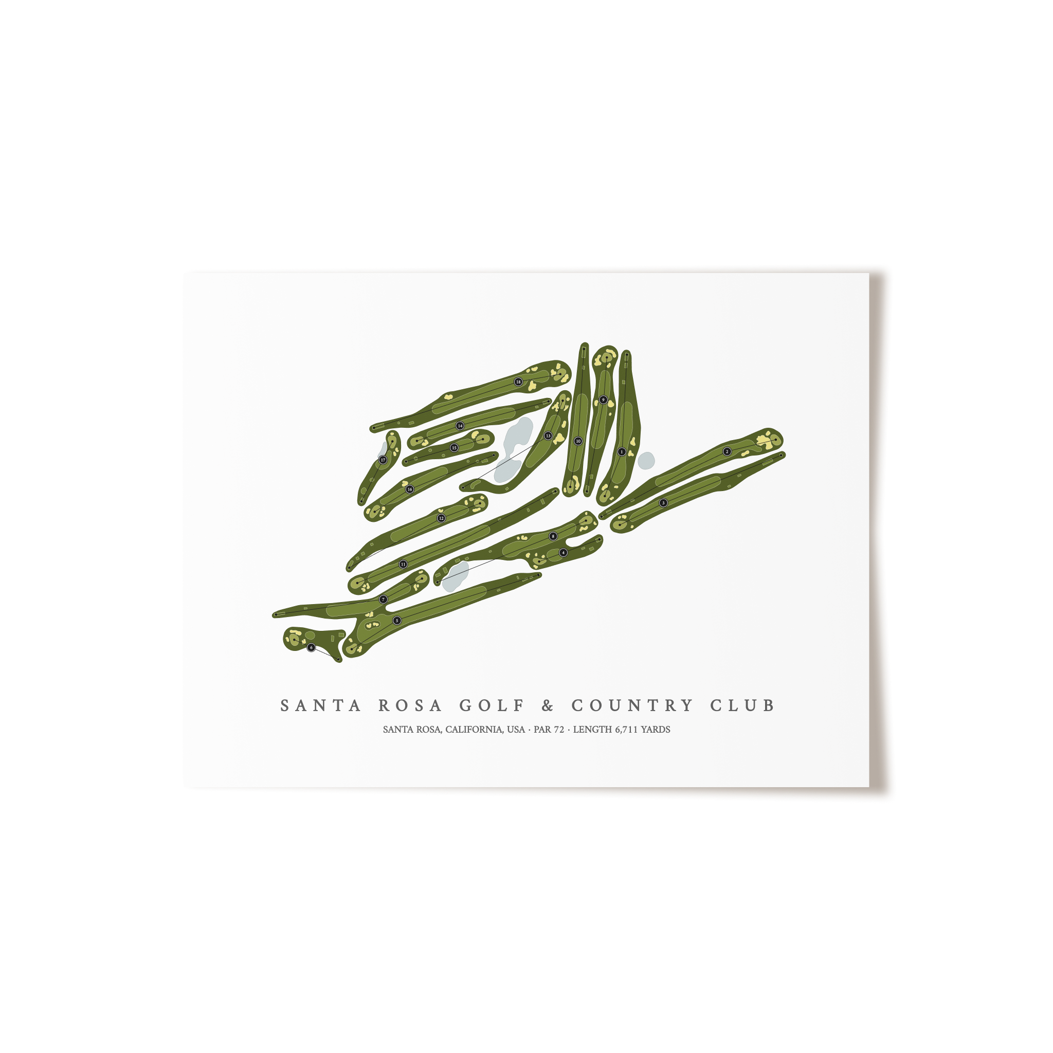 Santa Rosa Golf & Country Club | Golf Course Map | Unframed
