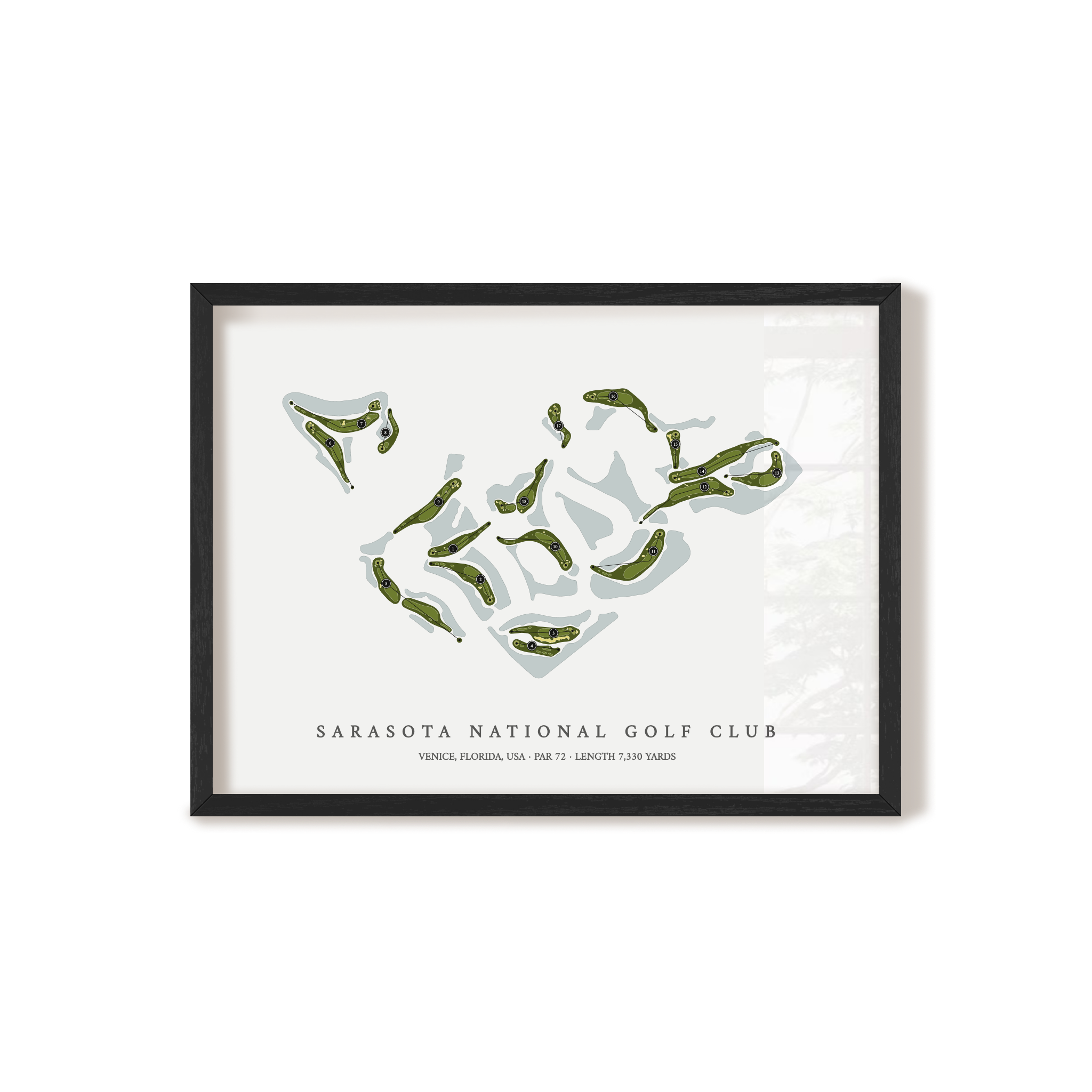 Sarasota National Golf Club | Golf Course Map | Black Frame