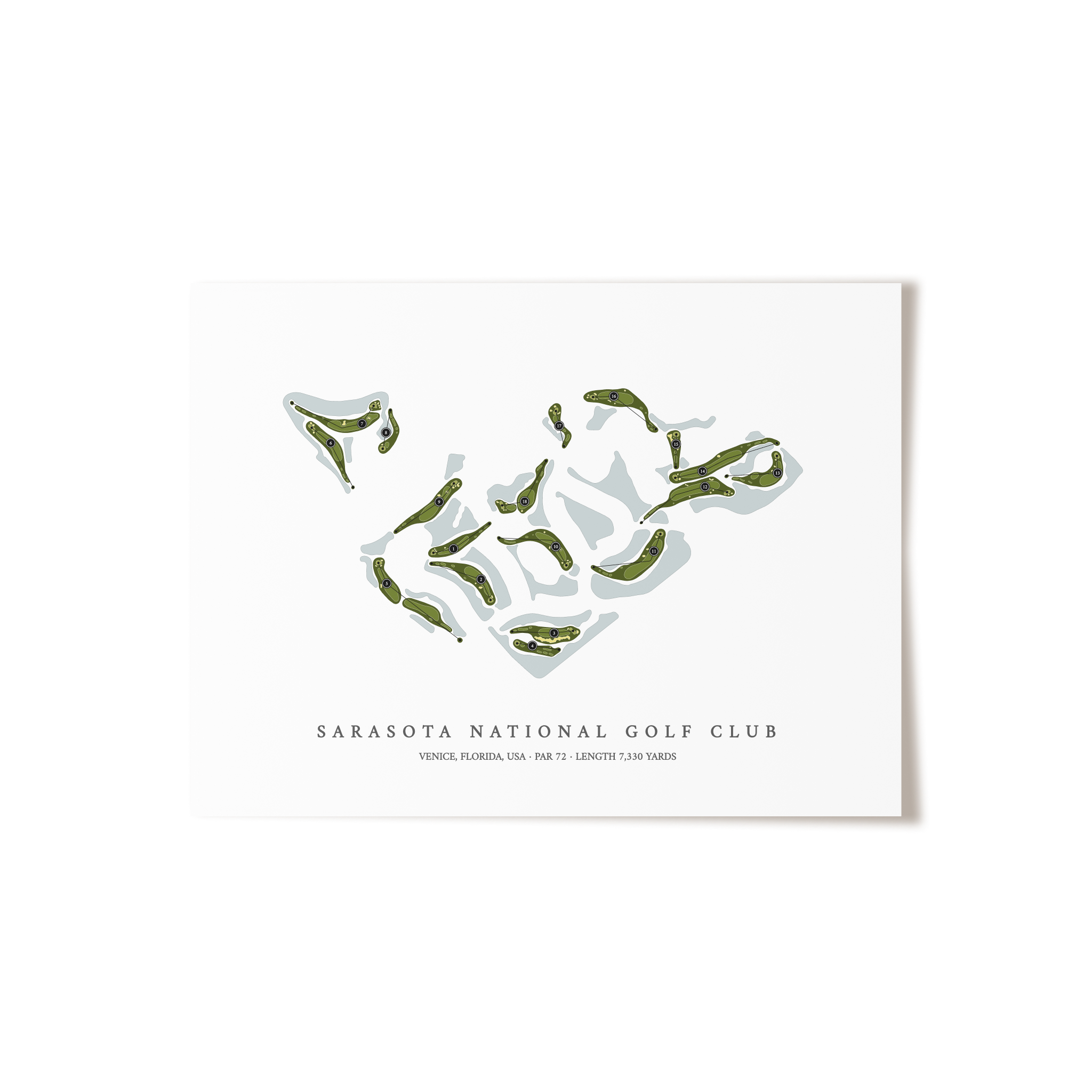 Sarasota National Golf Club | Golf Course Map | Unframed