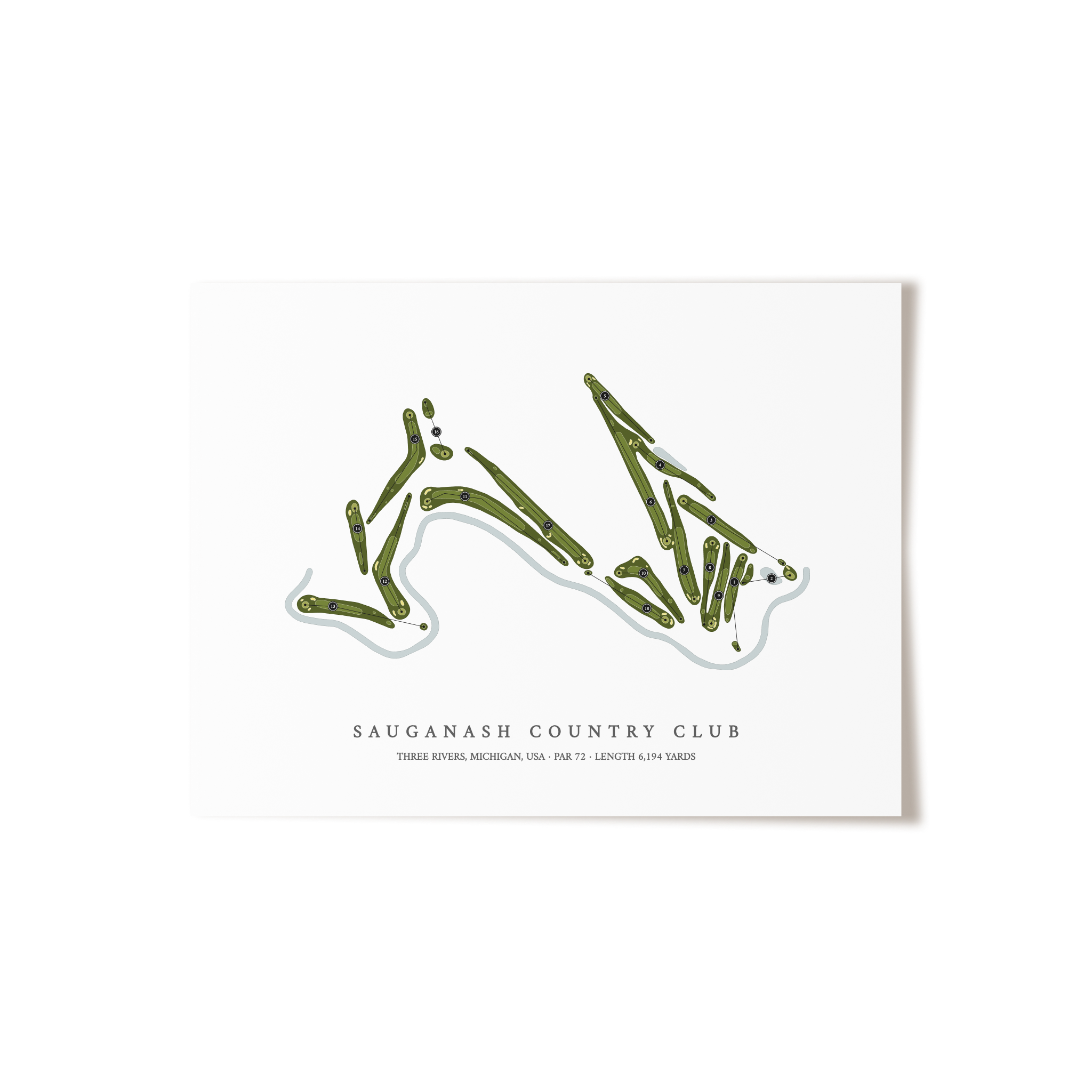 Sauganash Country Club | Golf Course Map | Unframed