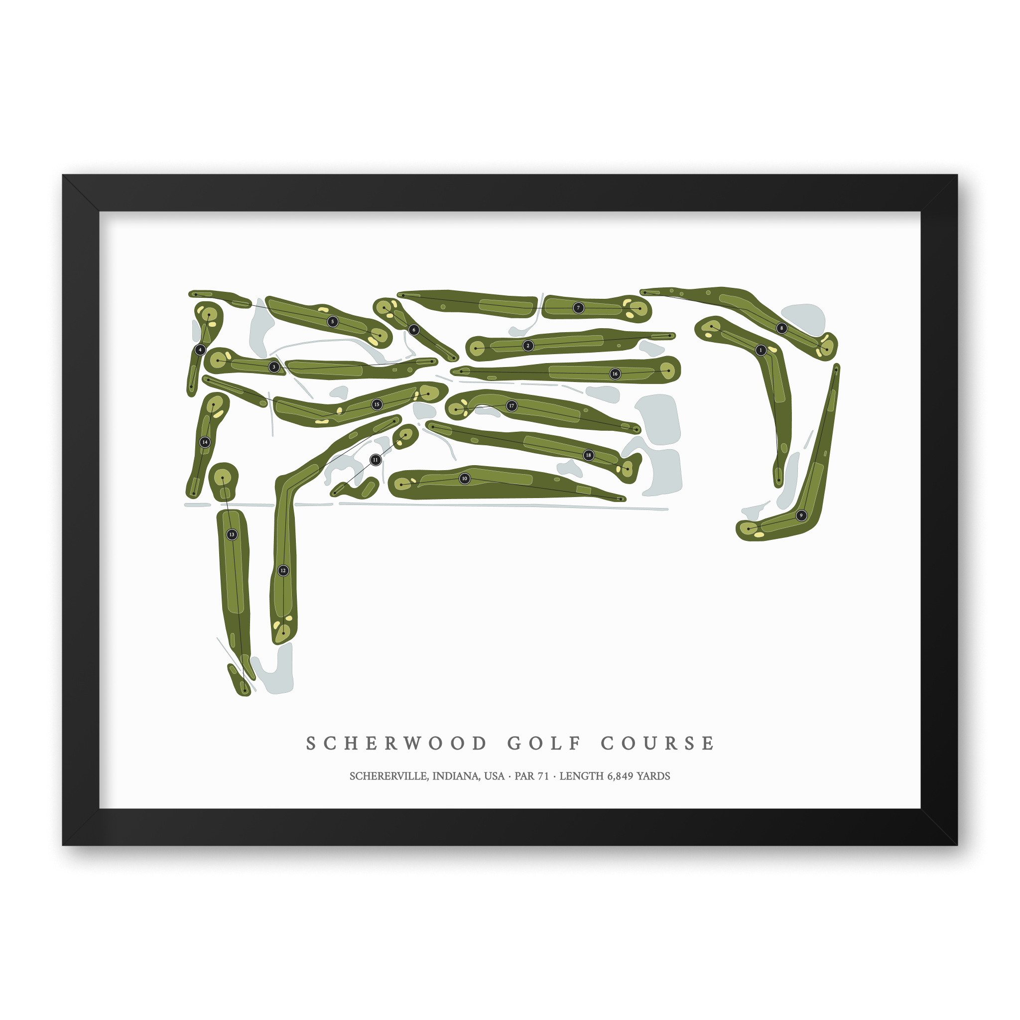 Scherwood Golf Course | Golf Course Map | Black Frame