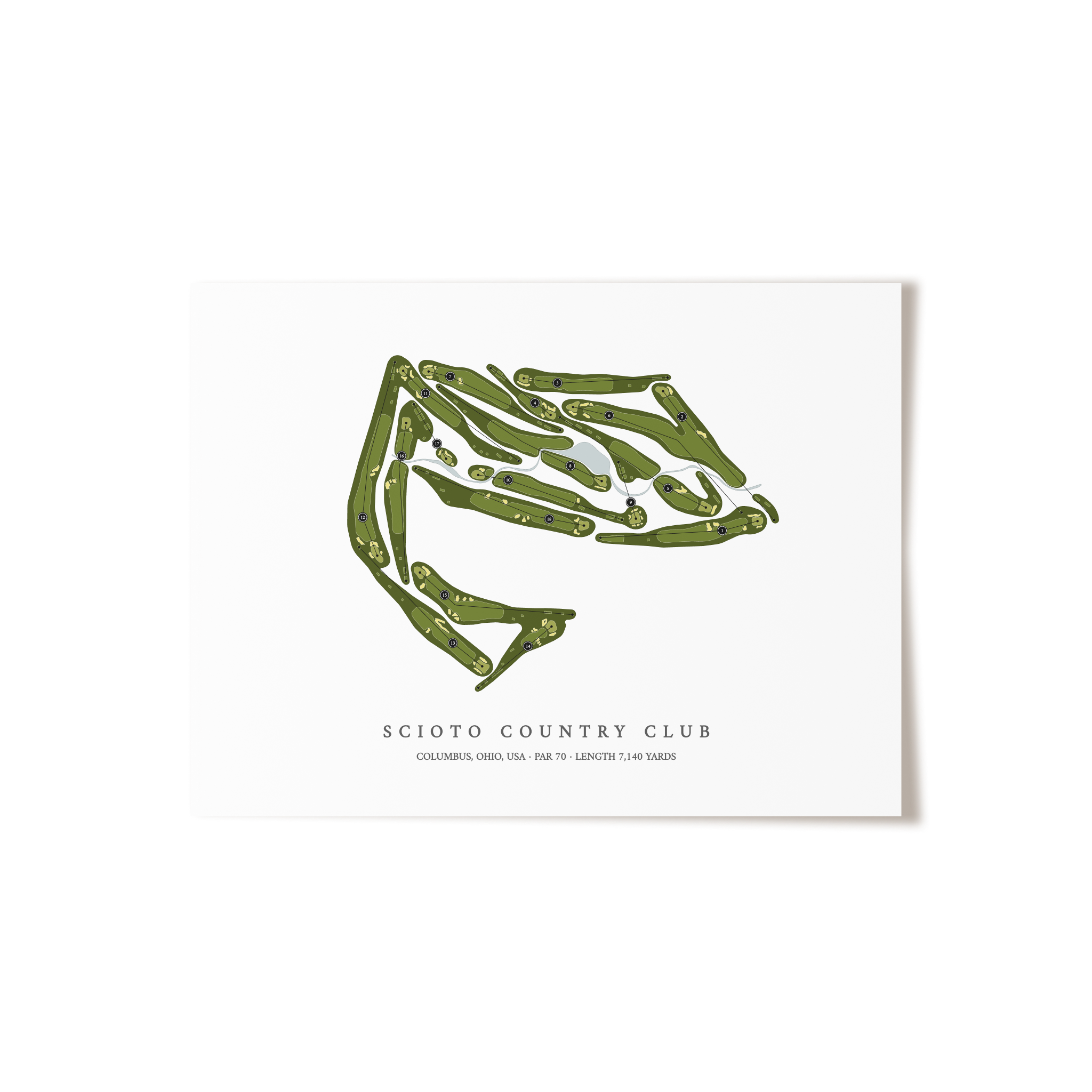 Scioto Country Club | Golf Course Map | Unframed