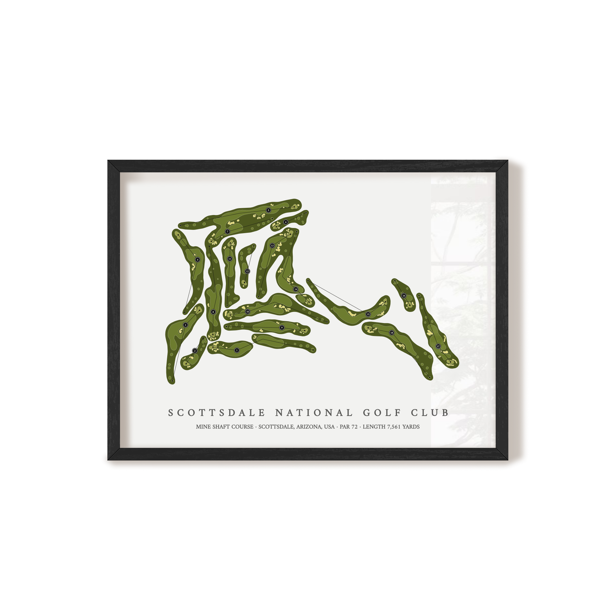 Scottsdale National Golf Club - Mine Shaft Course | Golf Course Map | Black Frame