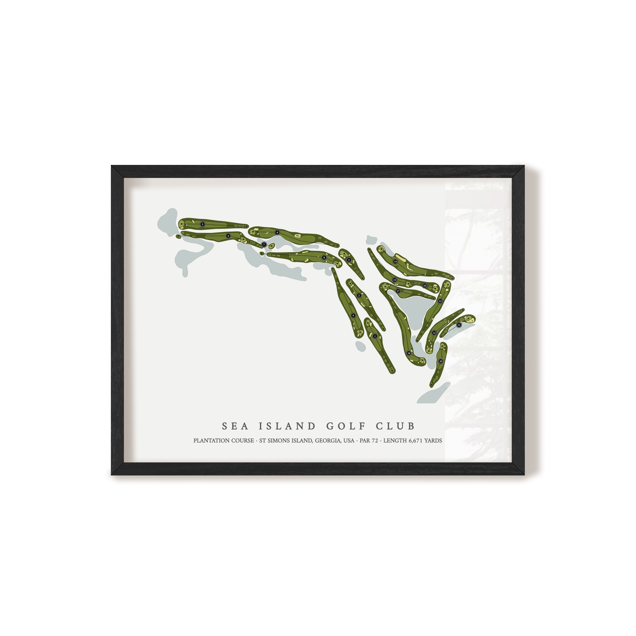 Sea Island Golf Club - Plantation Course | Golf Course Map | Black Frame