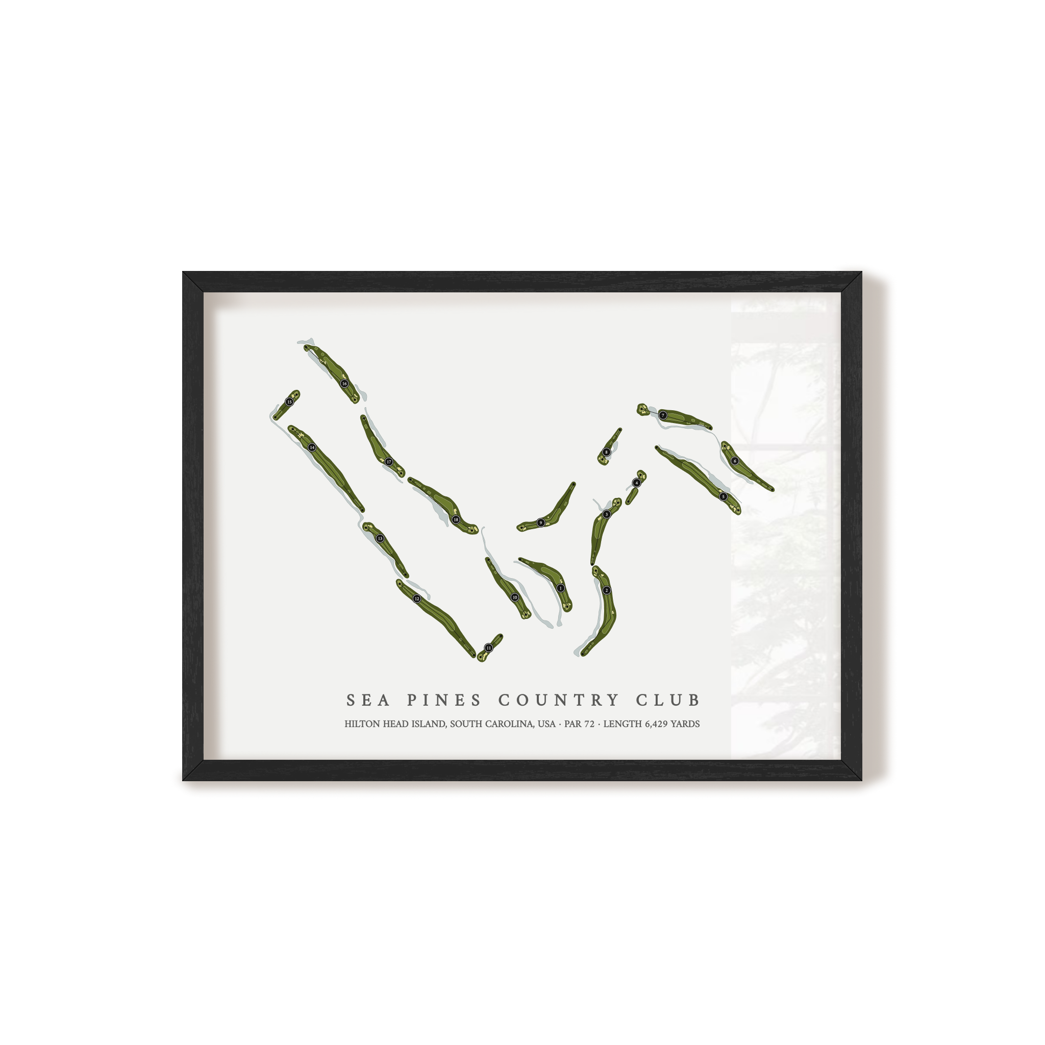 Sea Pines Country Club | Golf Course Map | Black Frame