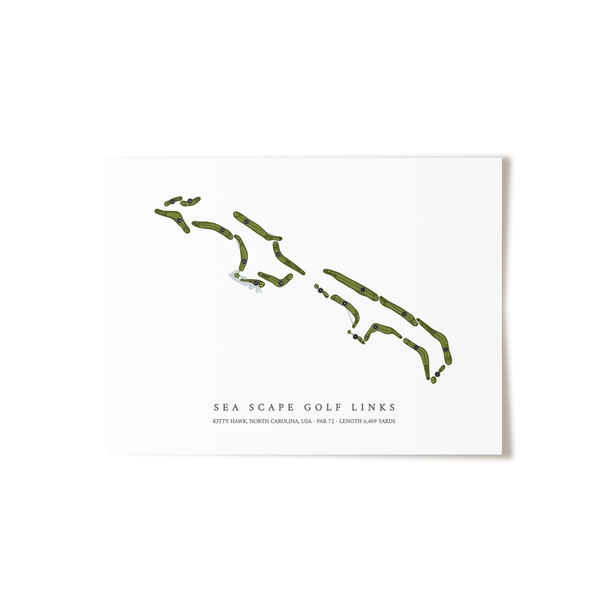 Sea Scape Golf Links | Golf Course Map | Unframed