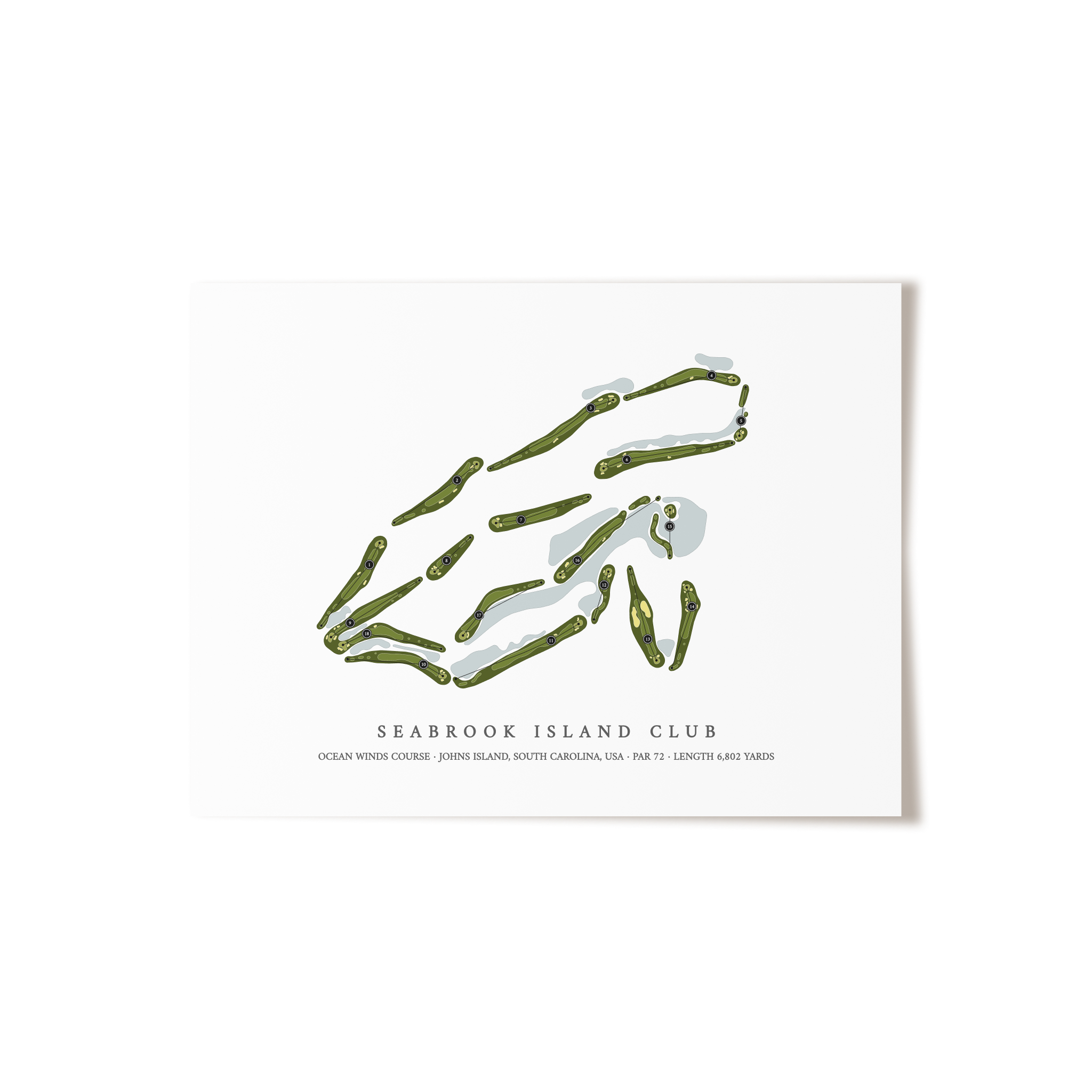 Seabrook Island Club - Ocean Winds Course | Golf Course Map | Unframed