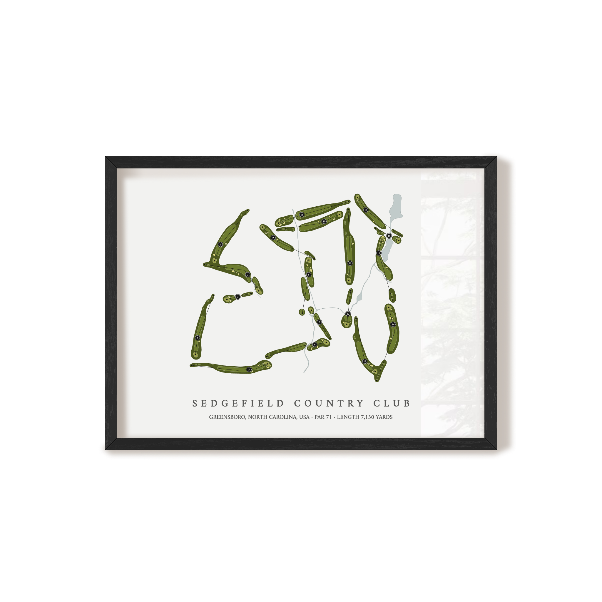 Sedgefield Country Club | Golf Course Map | Black Frame