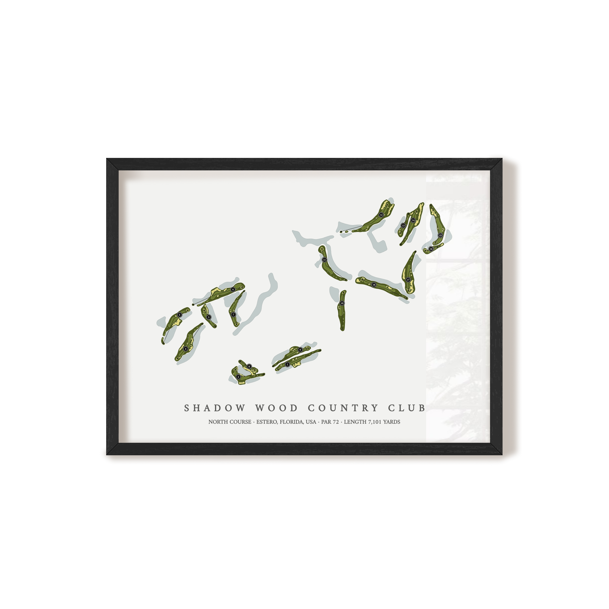 Shadow Wood Country Club - North Course | Golf Course Map | Black+Frame