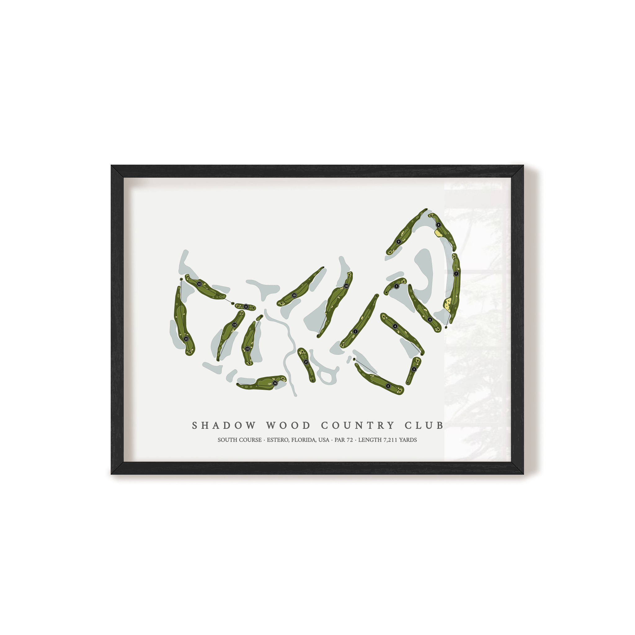 Shadow Wood Country Club - South Course | Golf Course Map | Black+Frame