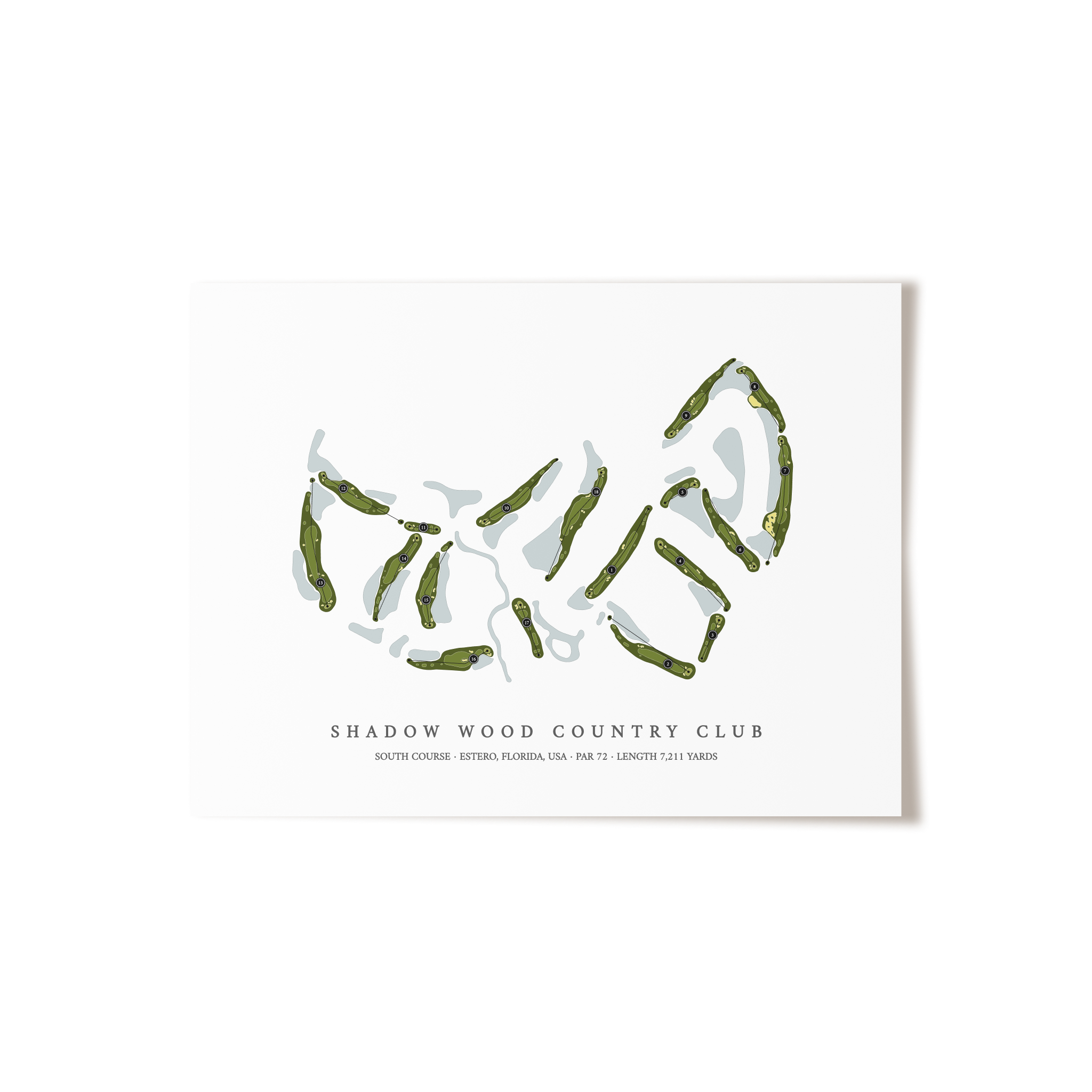 Shadow Wood Country Club - South Course | Golf Course Map | Unframed