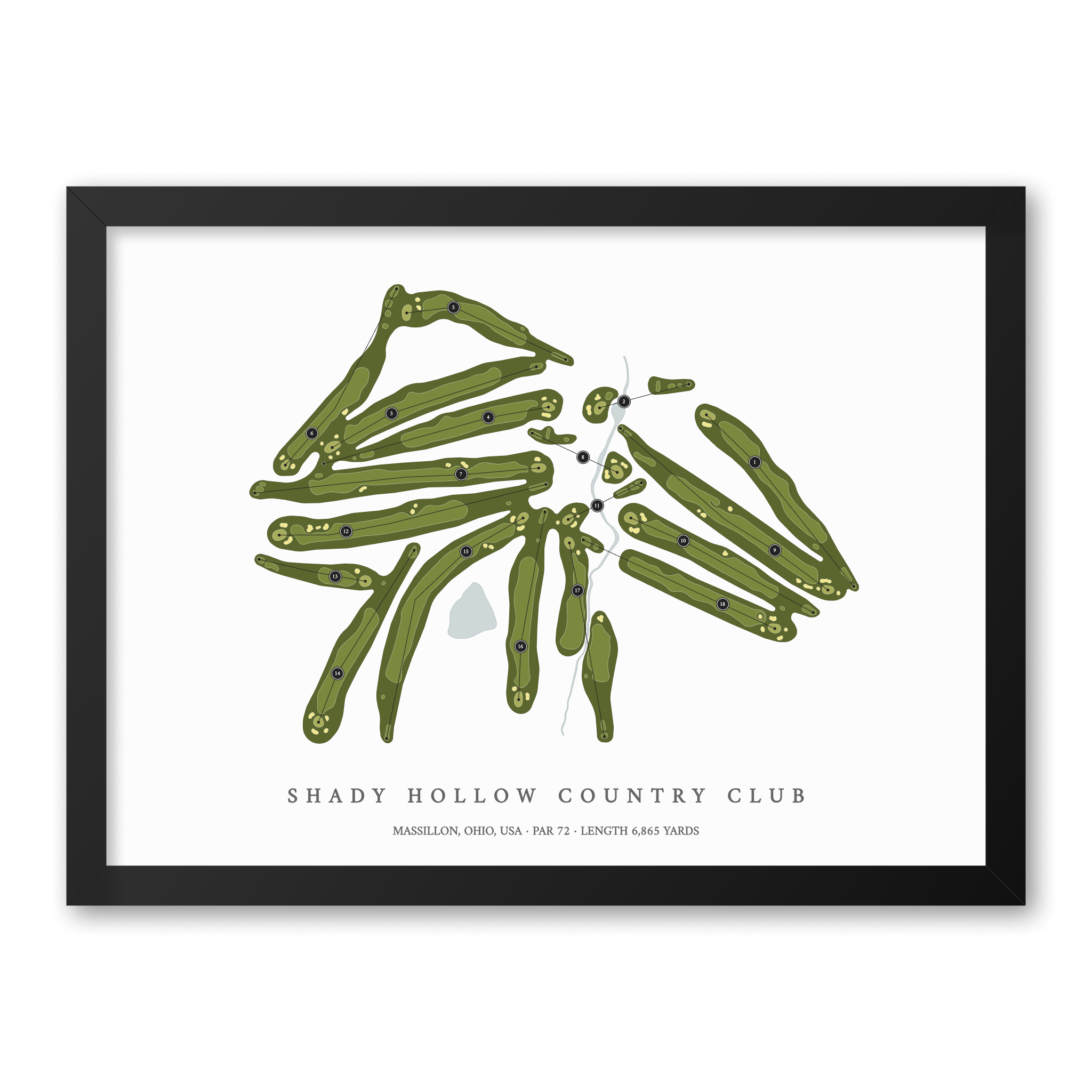Shady Hollow Country Club | Golf Course Map | Black Frame