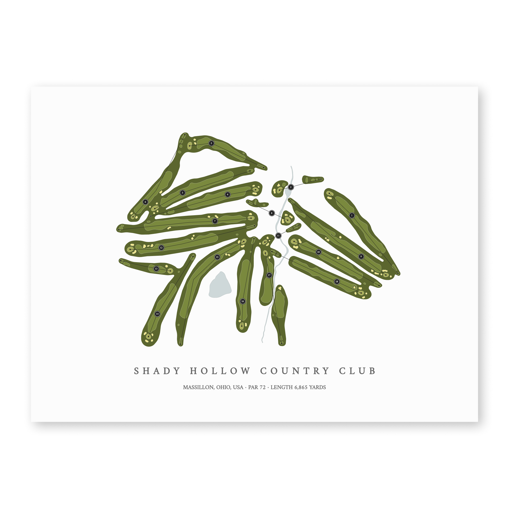 Shady Hollow Country Club | Golf Course Map | Unframed
