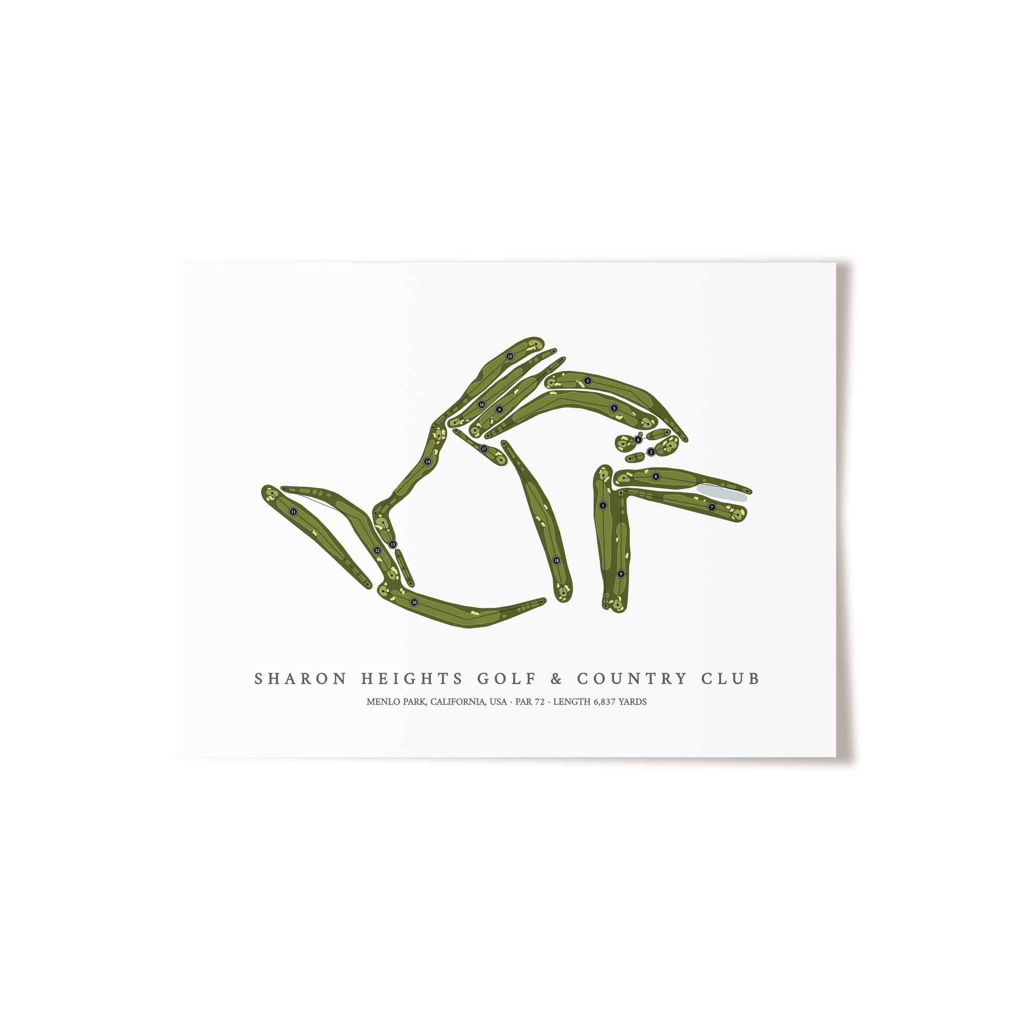 Sharon Heights Golf & Country Club | Golf Course Map | Unframed