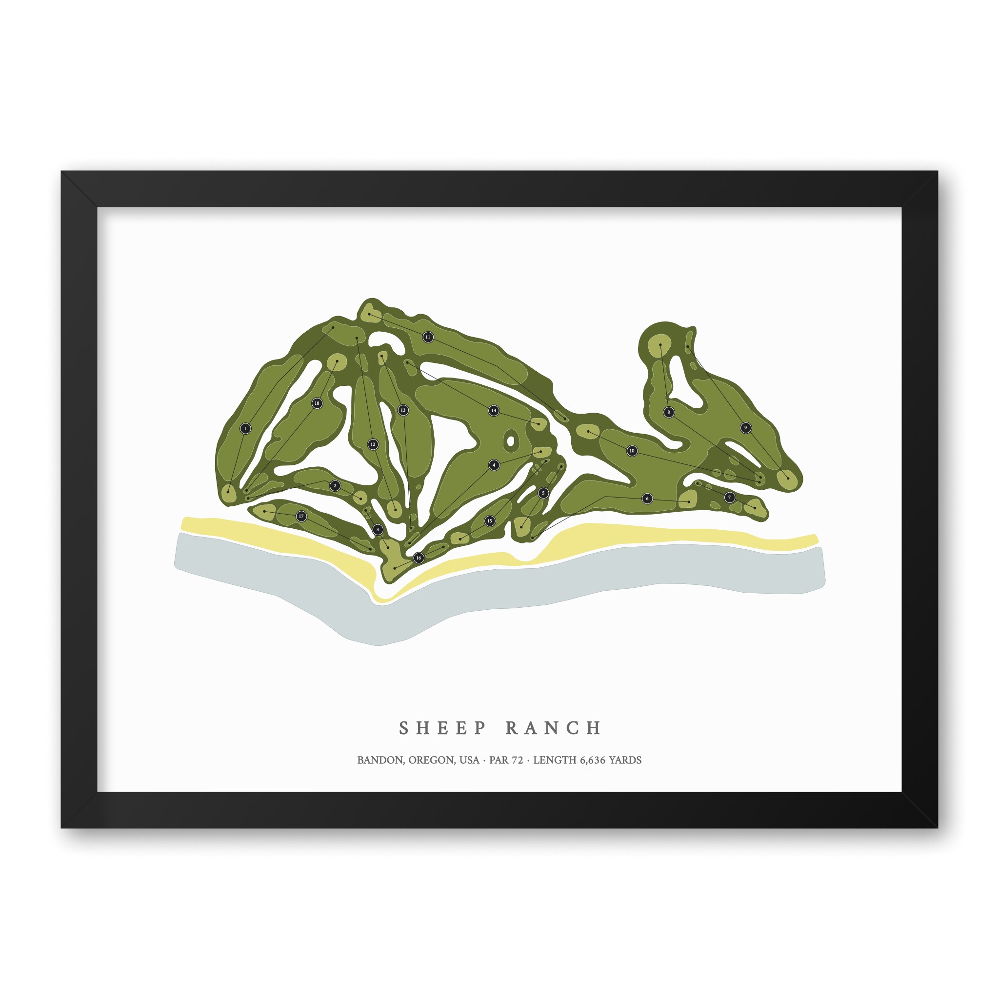 Sheep Ranch | Golf Course Print | Black Frame