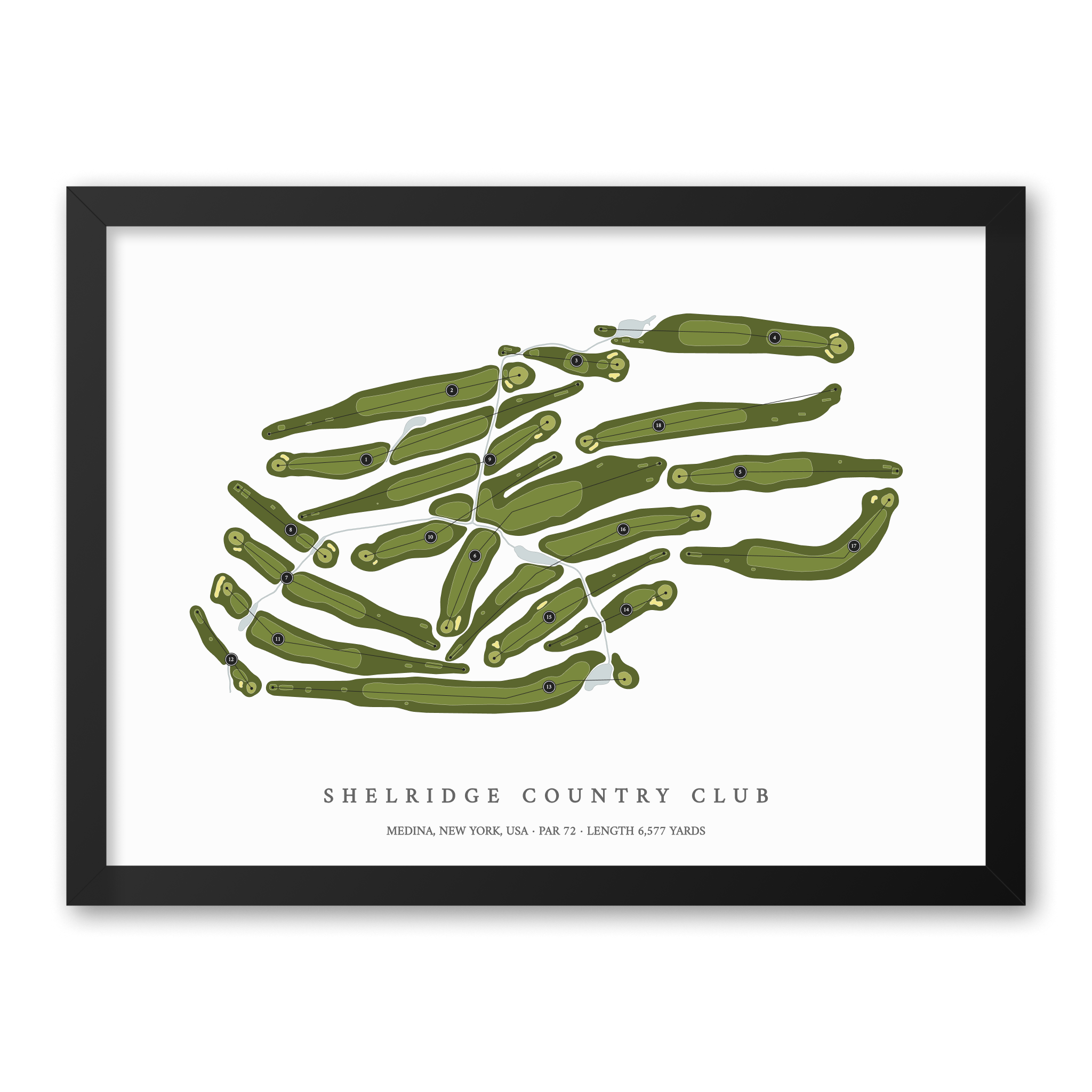 Shelridge Country Club | Golf Course Map | Black Frame