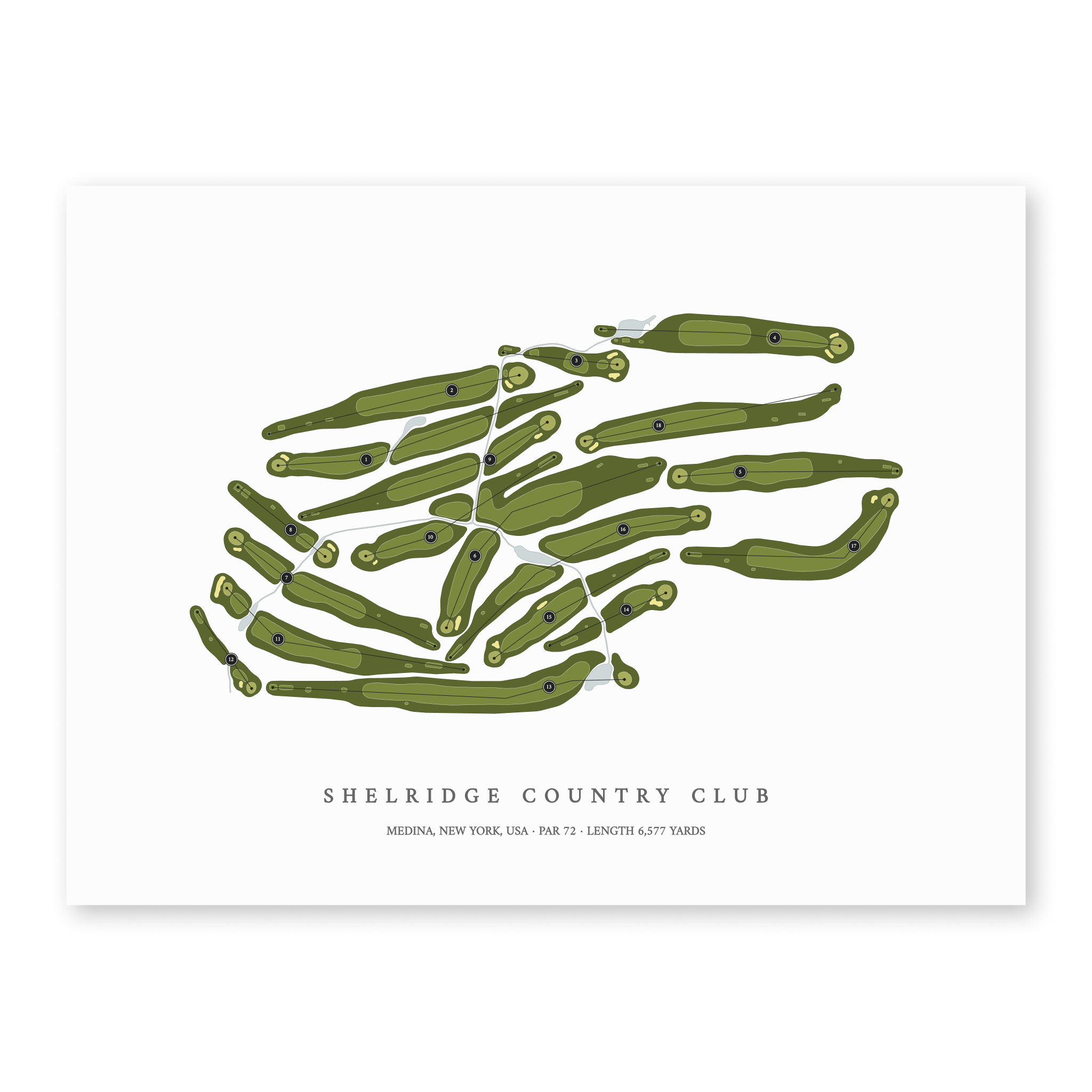 Shelridge Country Club | Golf Course Map | Unframed
