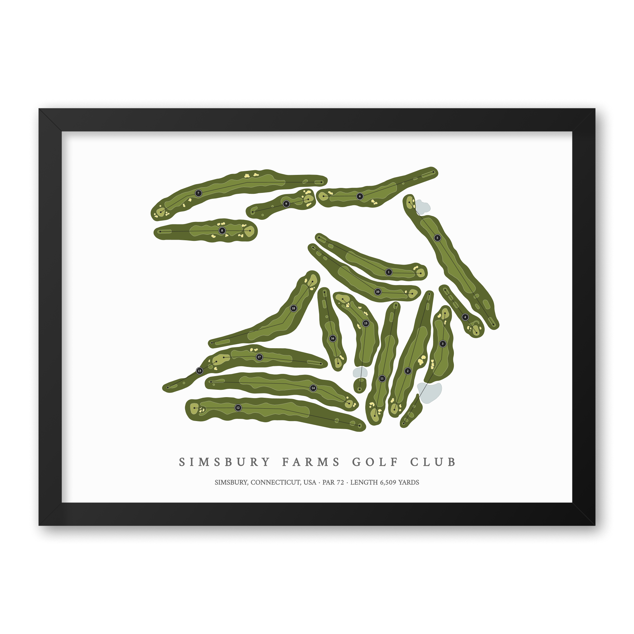Simsbury Farms Golf Club | Golf Course Print | Black Frame
