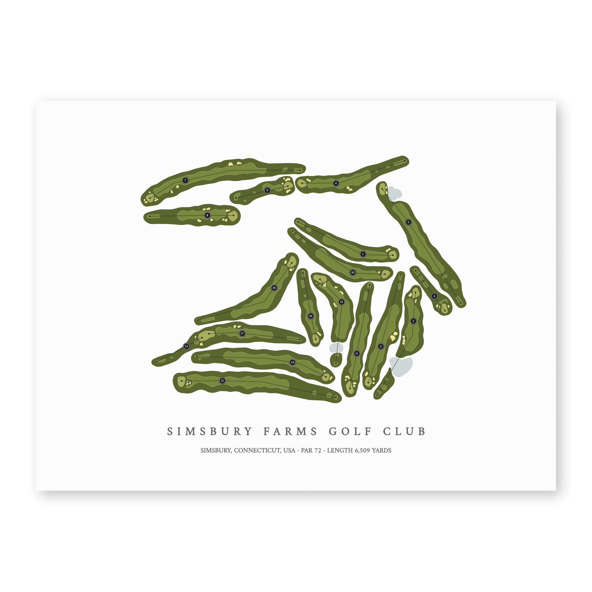 Simsbury Farms Golf Club | Golf Course Print | Unframed