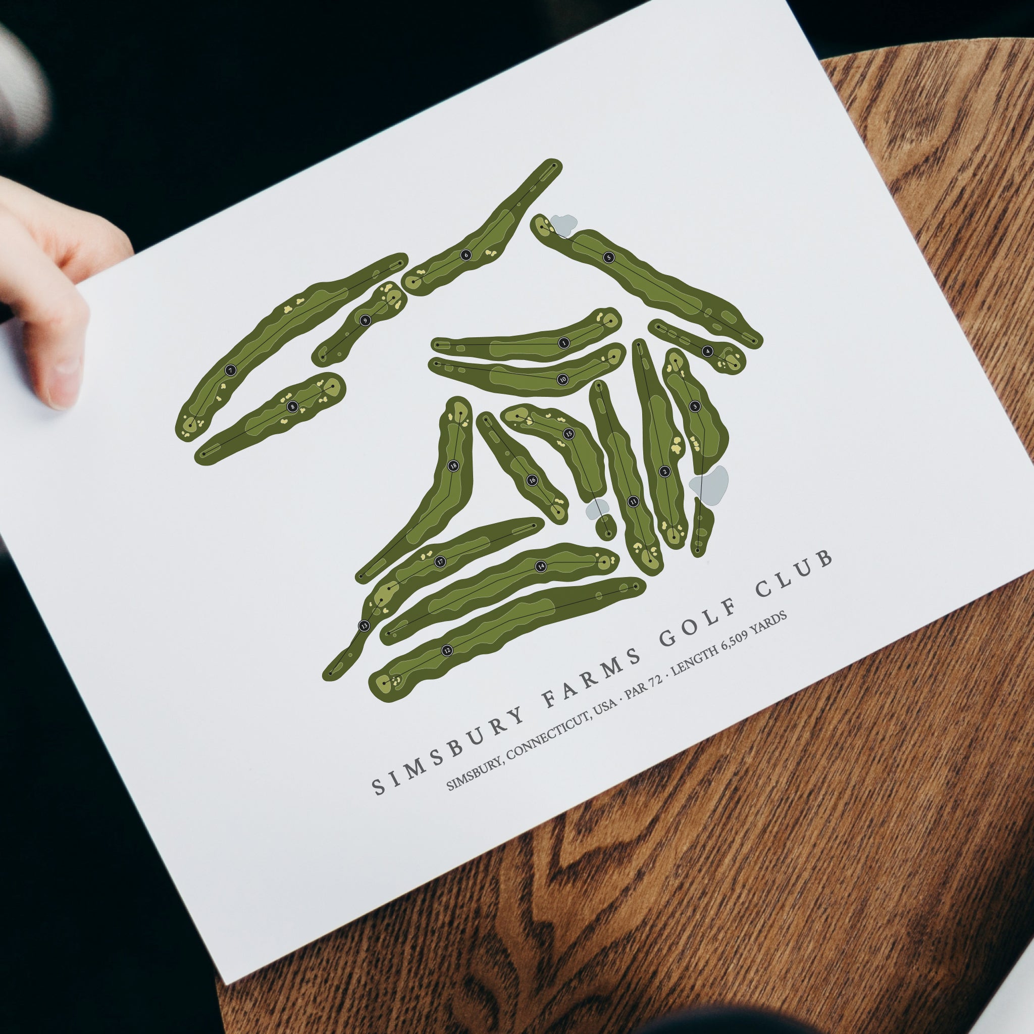 Simsbury Farms Golf Club | Golf Course Print | With Laptop