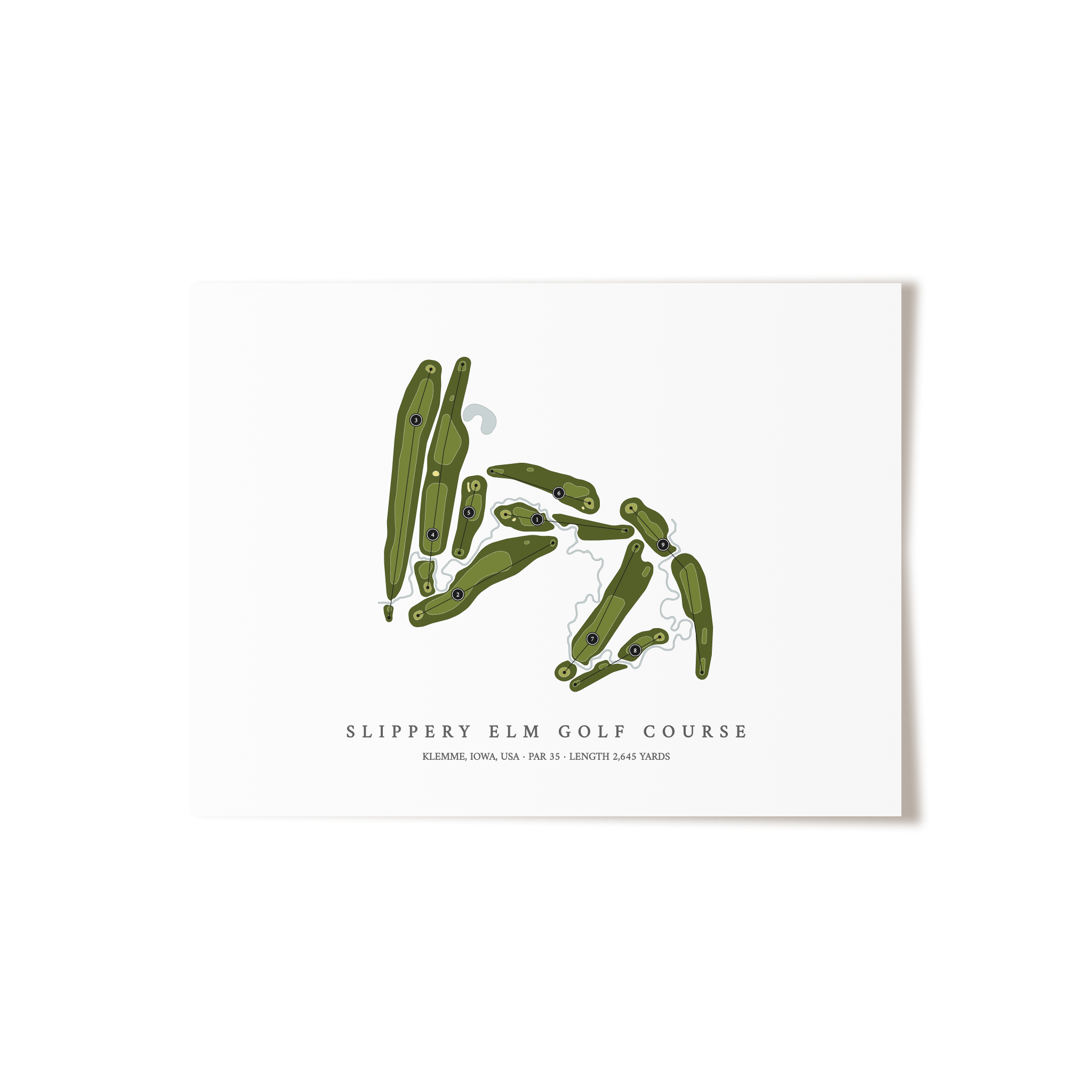Slippery Elm Golf Course | Golf Course Map | Unframed