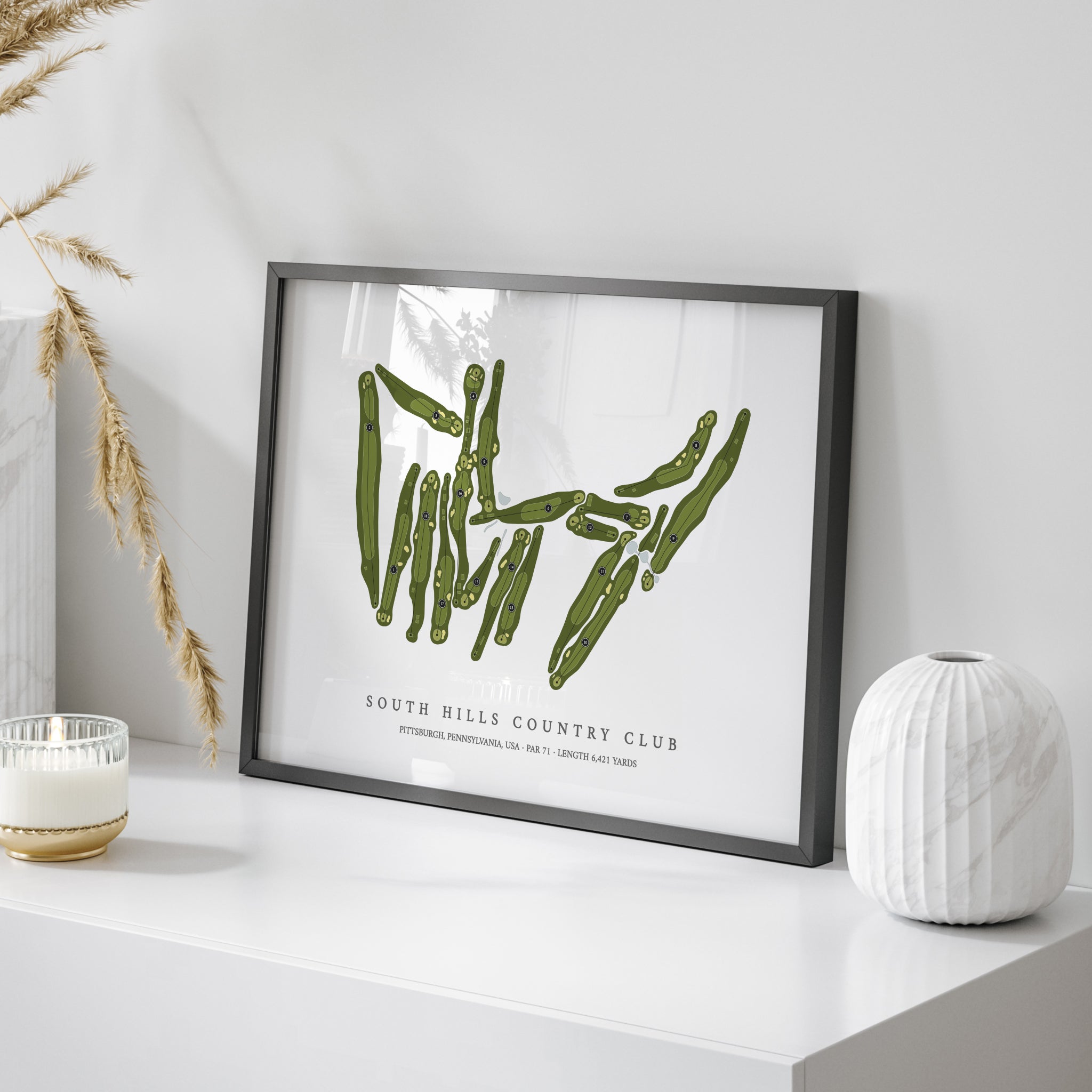 South Hills Country Club | Golf Course Print | On Table