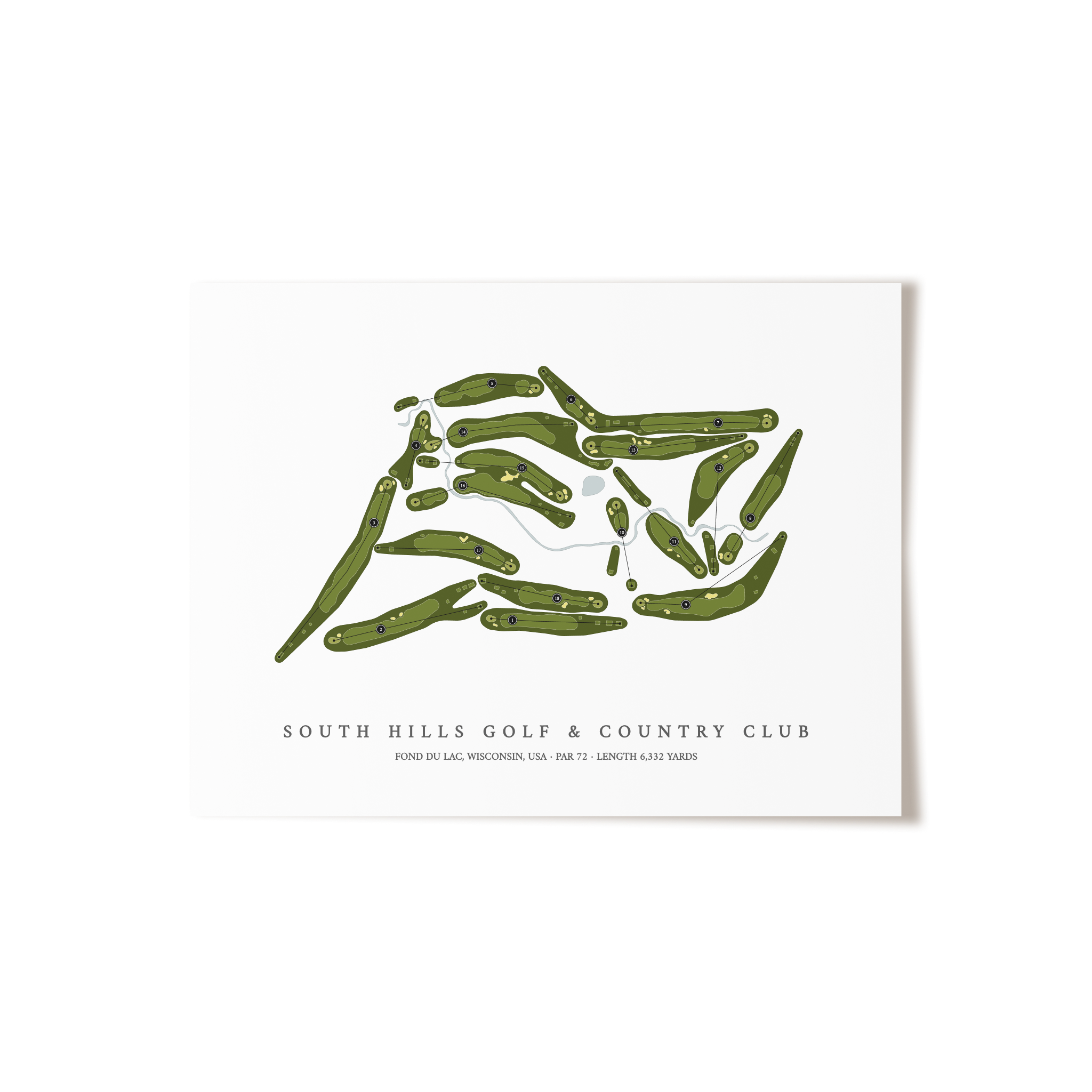 South Hills Golf & Country Club | Golf Course Map | Unframed