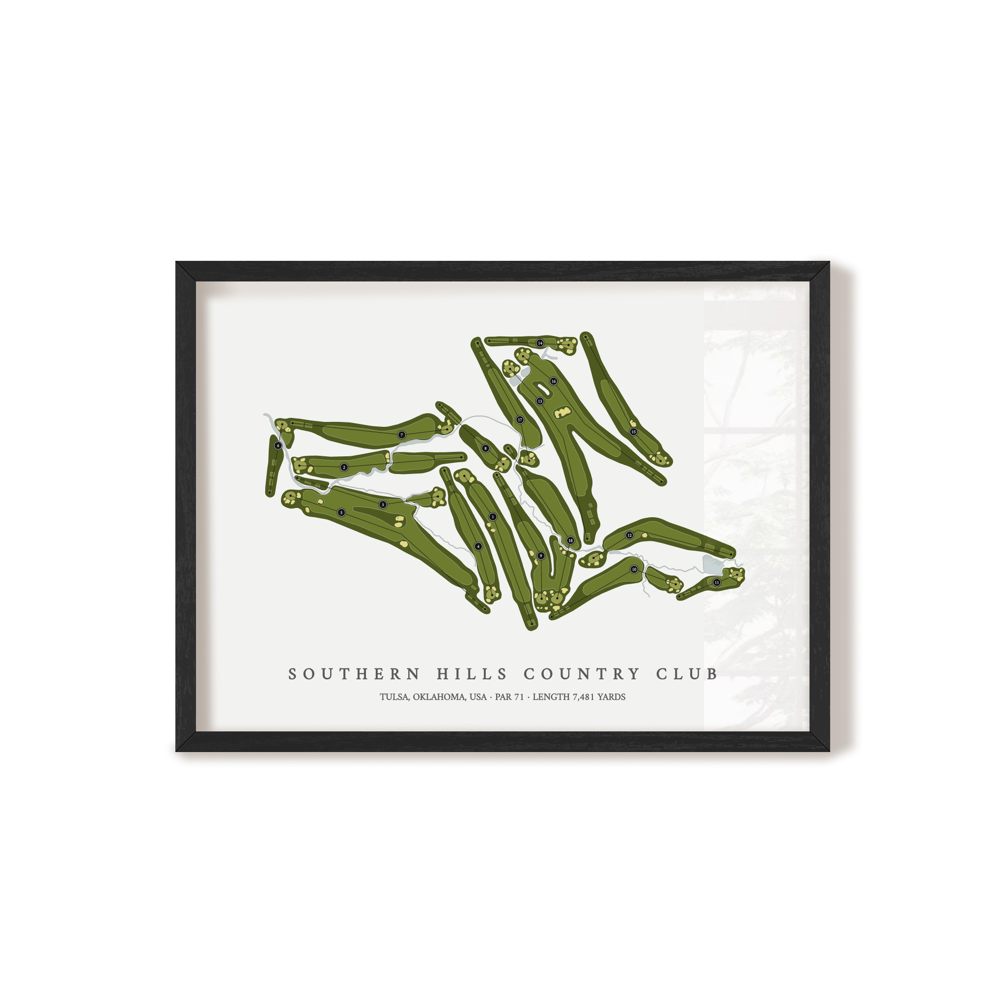 Southern Hills Country Club | Golf Course Print | Black Frame