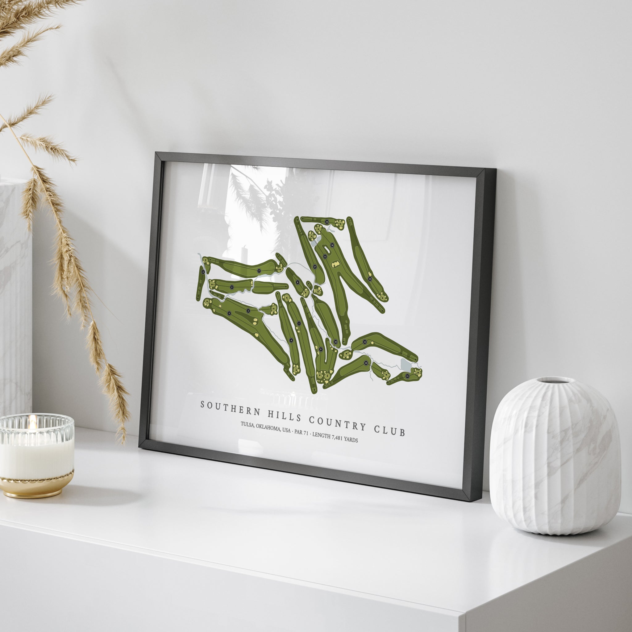 Southern Hills Country Club | Golf Course Print | On Table