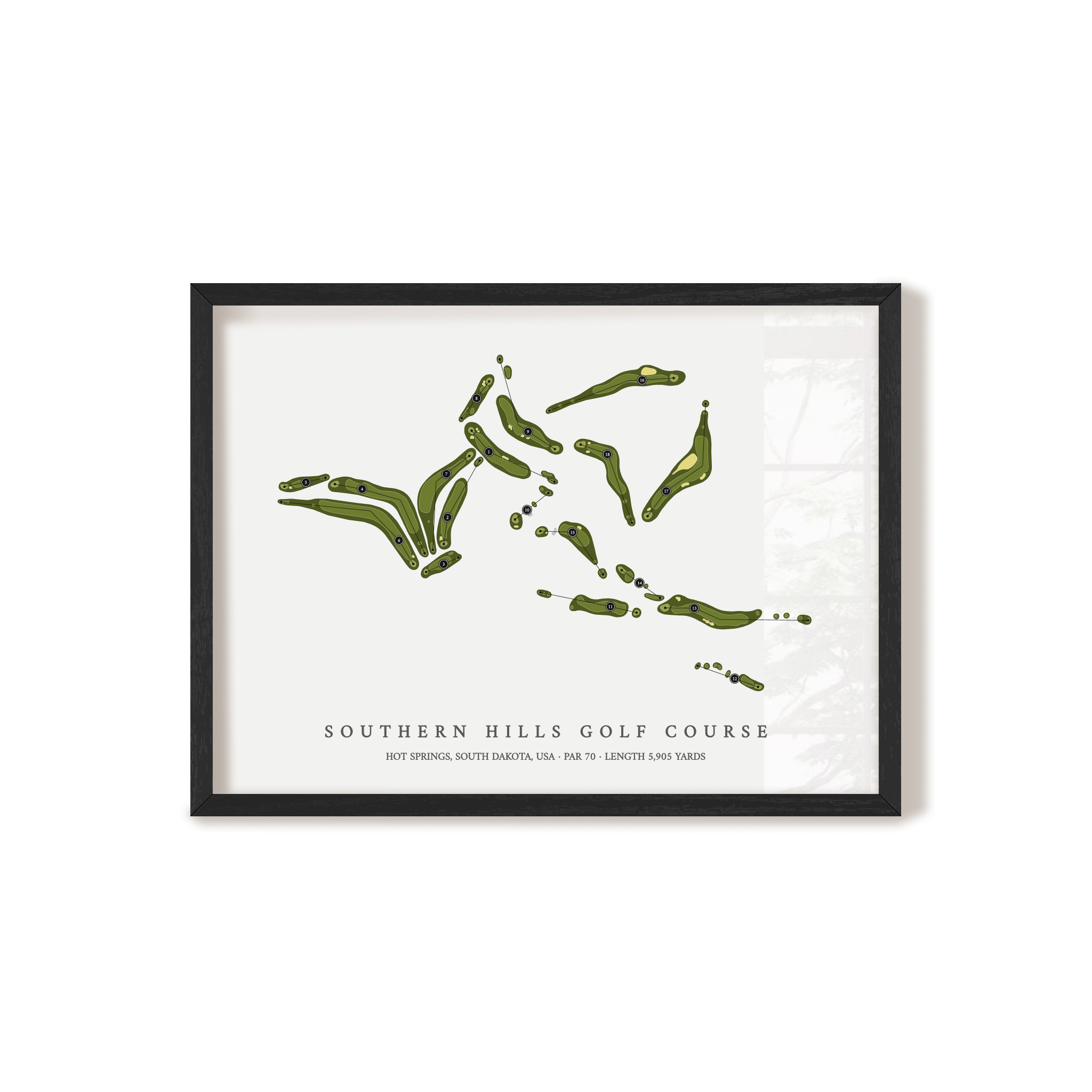 Southern Hills Golf Course | Golf Course Map | Black Frame