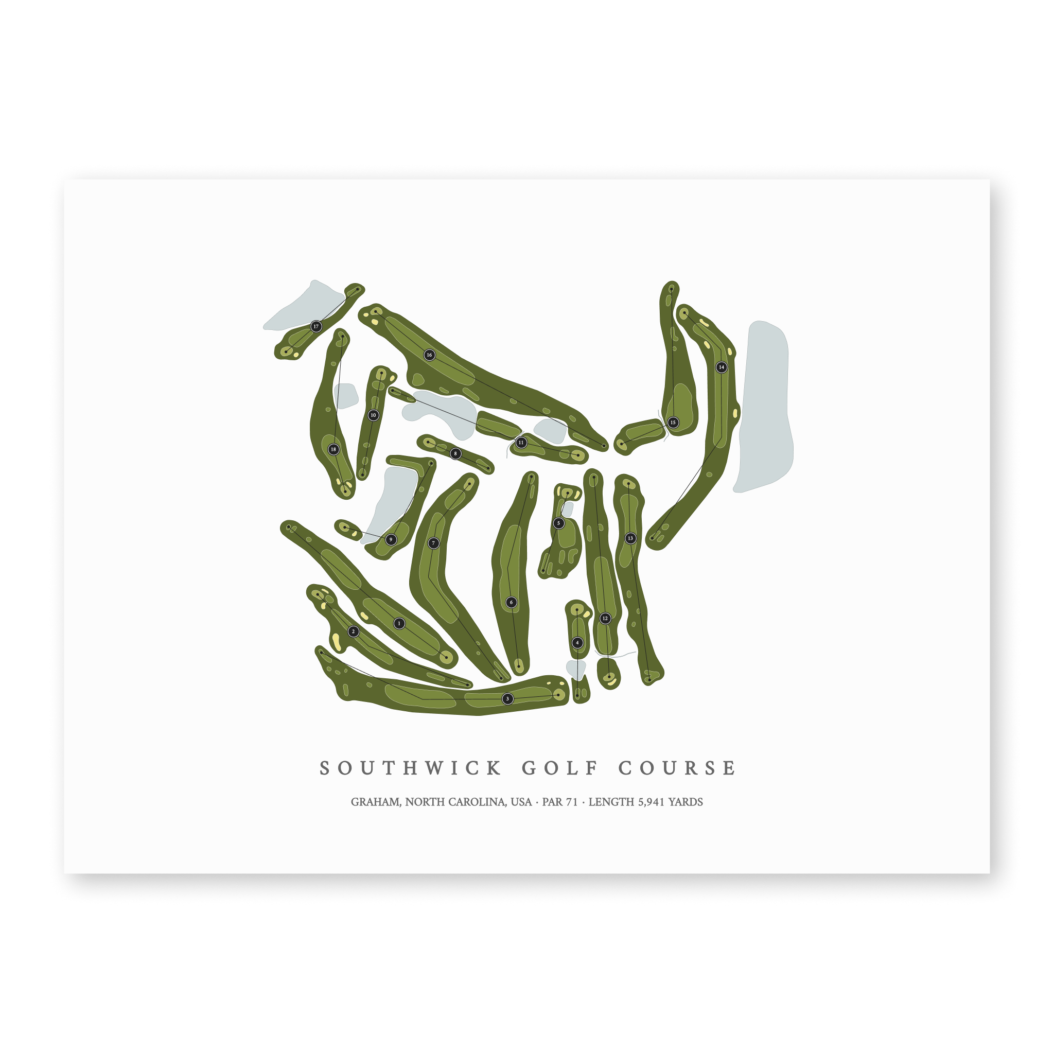 Southwick Golf Course | Golf Course Map | Unframed