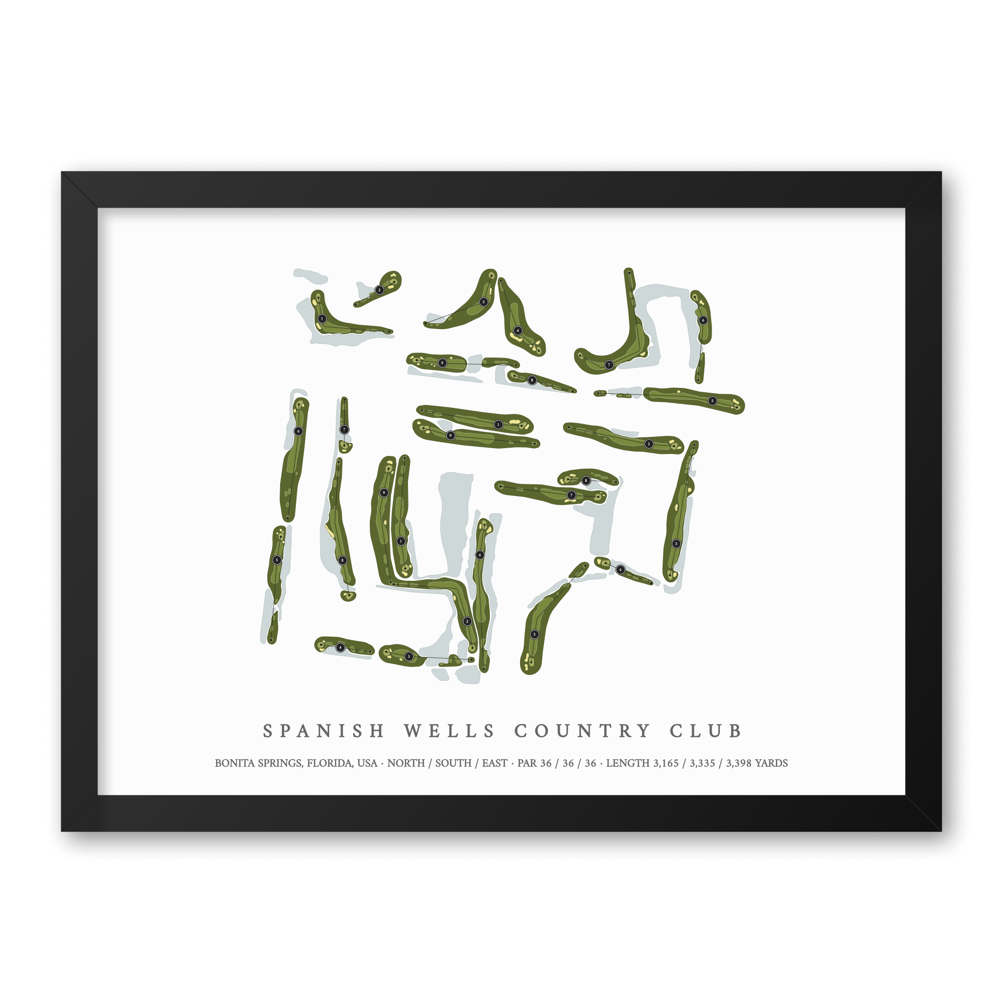 Spanish Wells Country Club | Golf Course Print | Black Frame