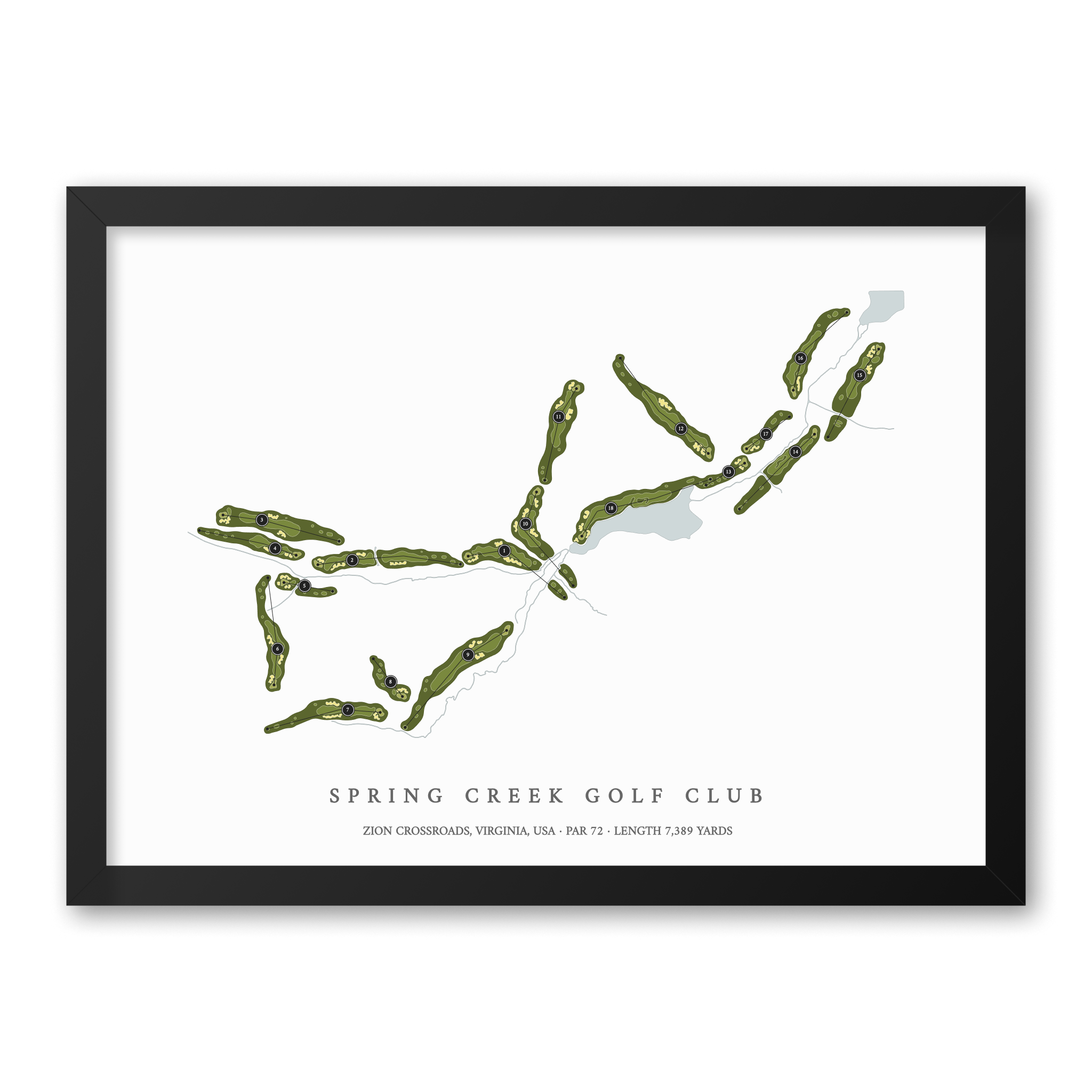 Spring Creek Golf Club | Golf Course Map | Black Frame