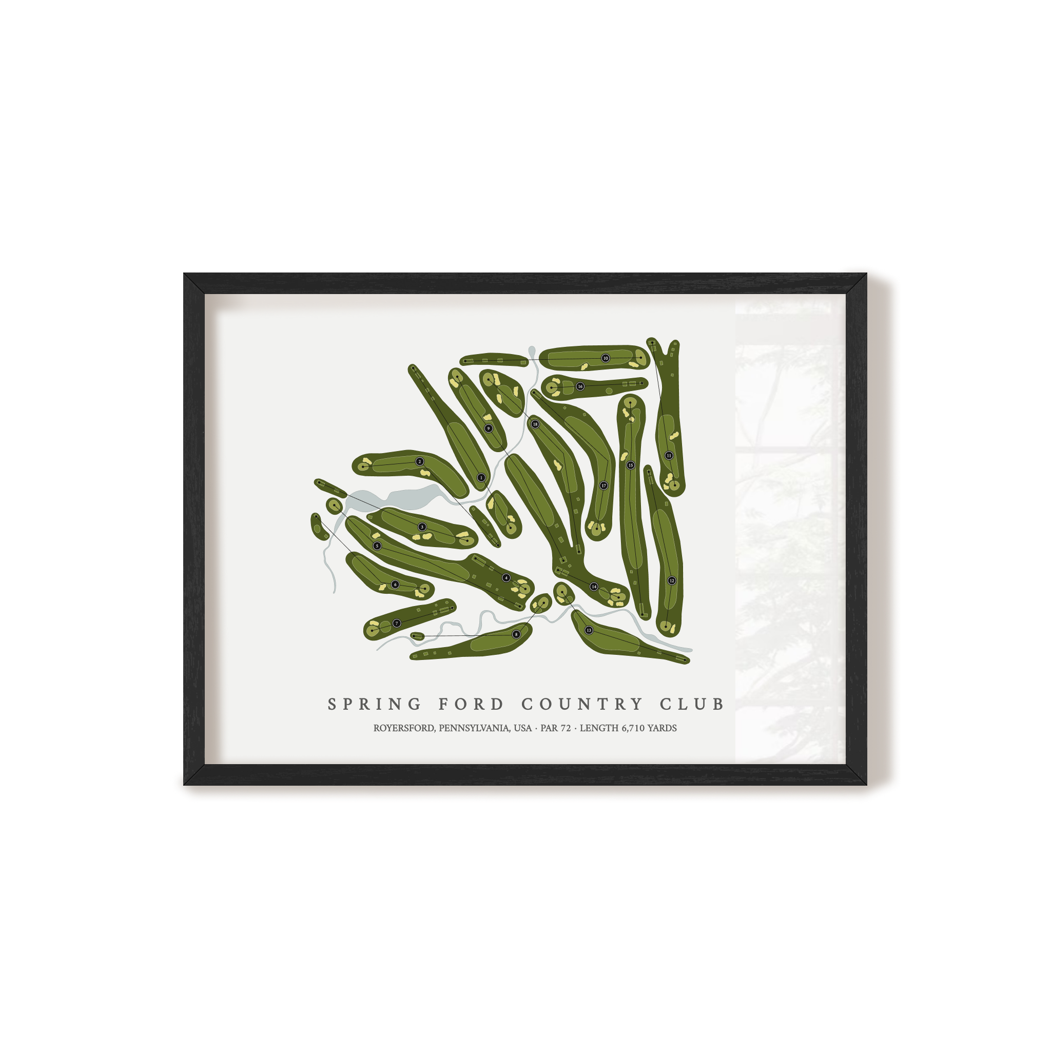 Spring Ford Country Club | Golf Course Map | Black Frame