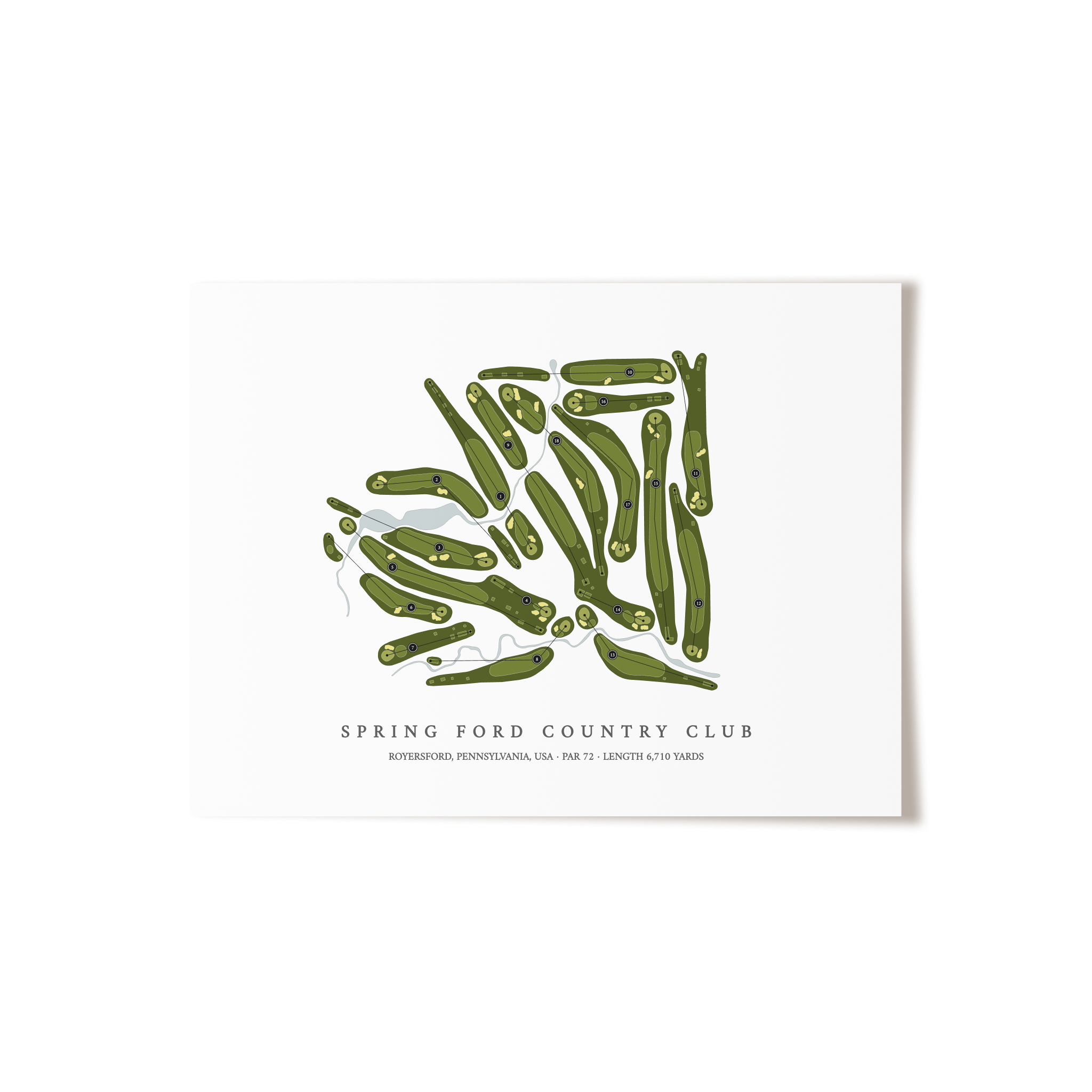 Spring Ford Country Club | Golf Course Map | Unframed