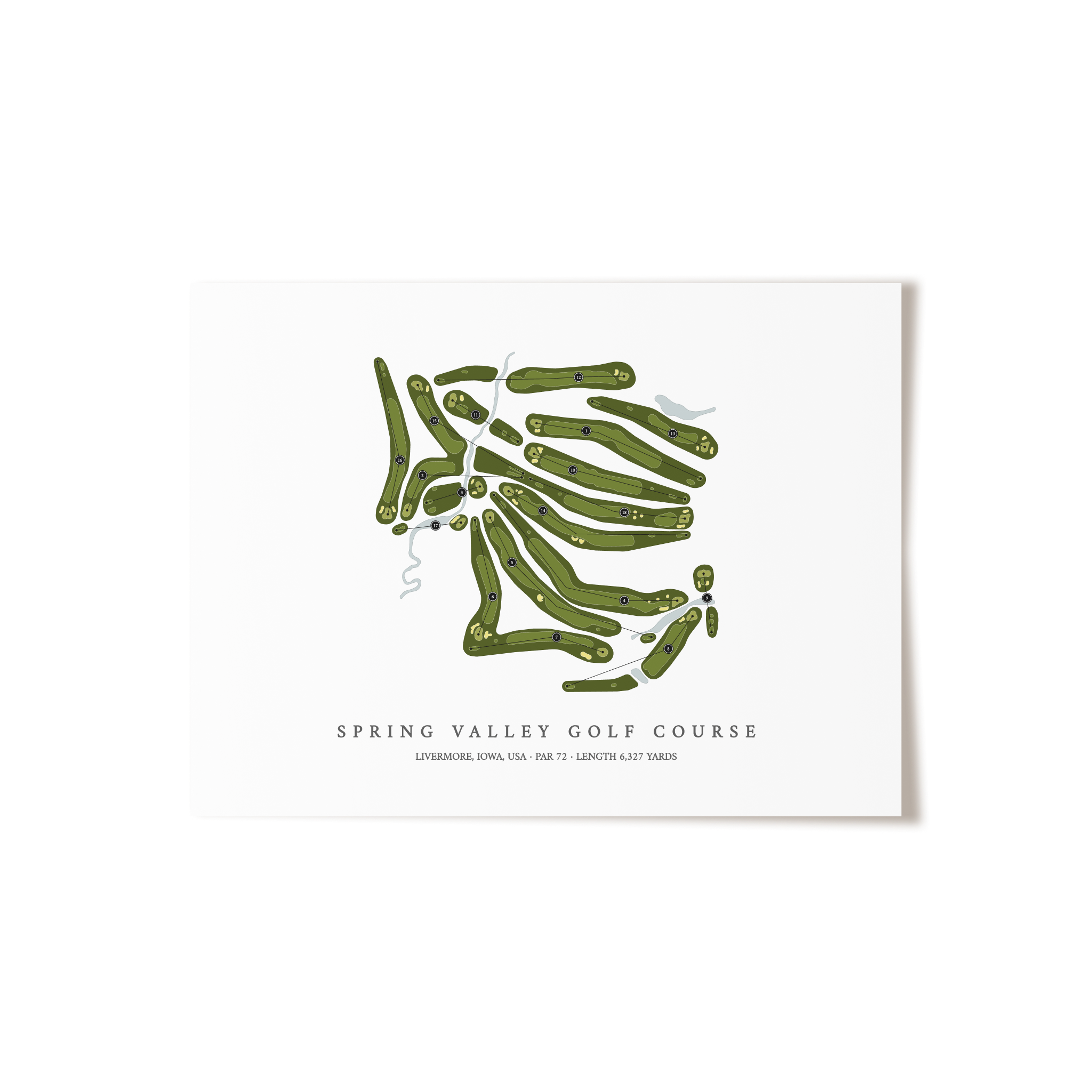 Spring Valley Golf Course | Golf Course Map | Unframed