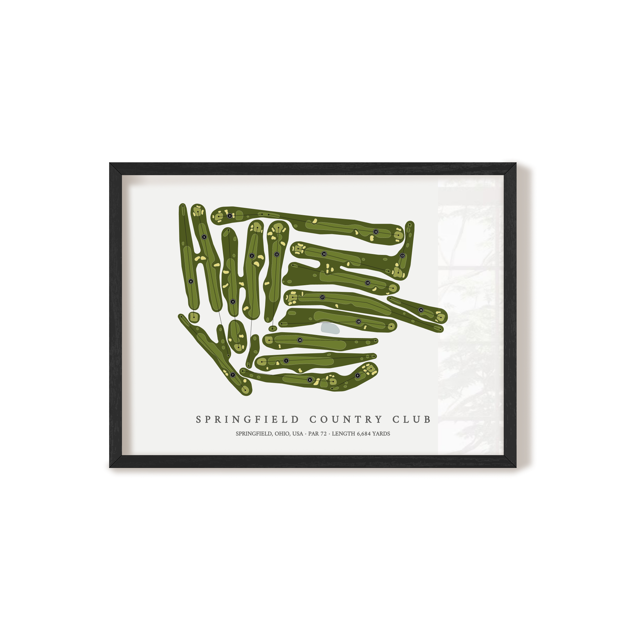 Springfield Country Club | Golf Course Map | Black Frame