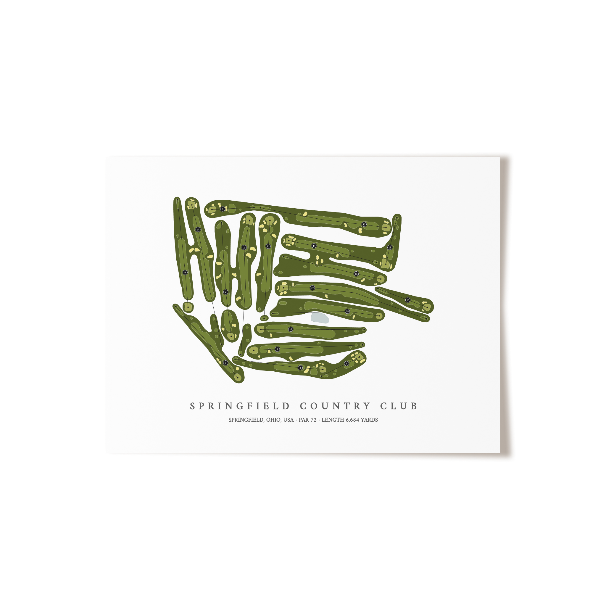 Springfield Country Club | Golf Course Map | Unframed