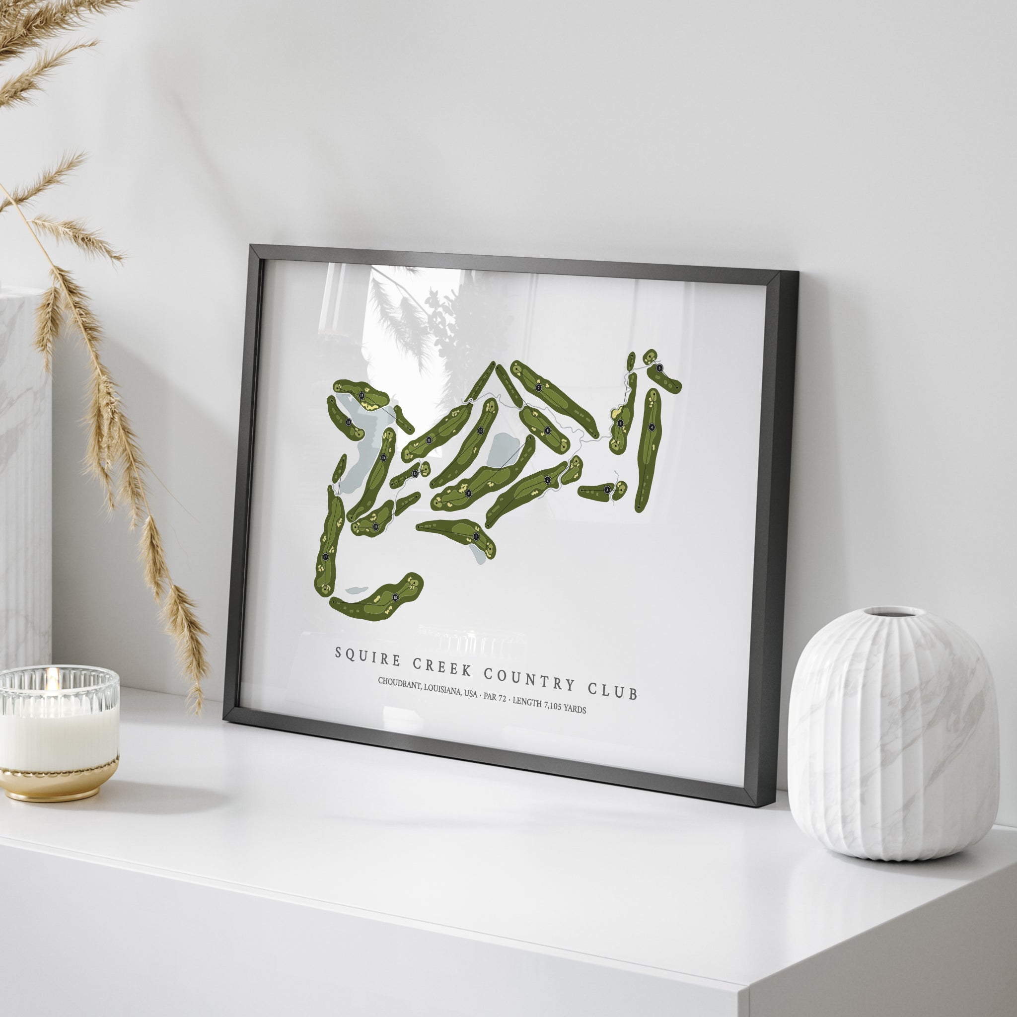 Squire Creek Country Club | Golf Course Print | On Table