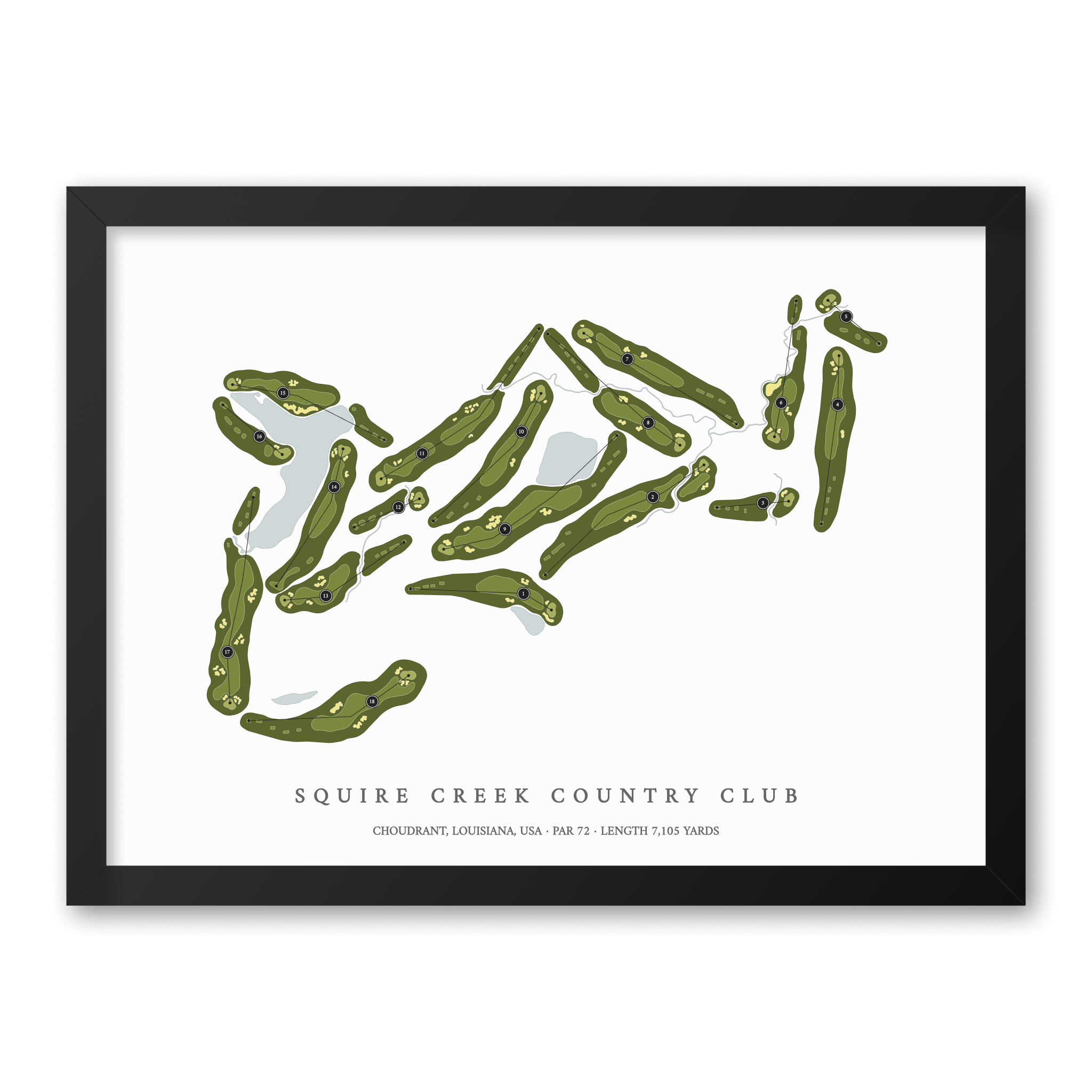 Squire Creek Country Club | Golf Course Map | Black Frame