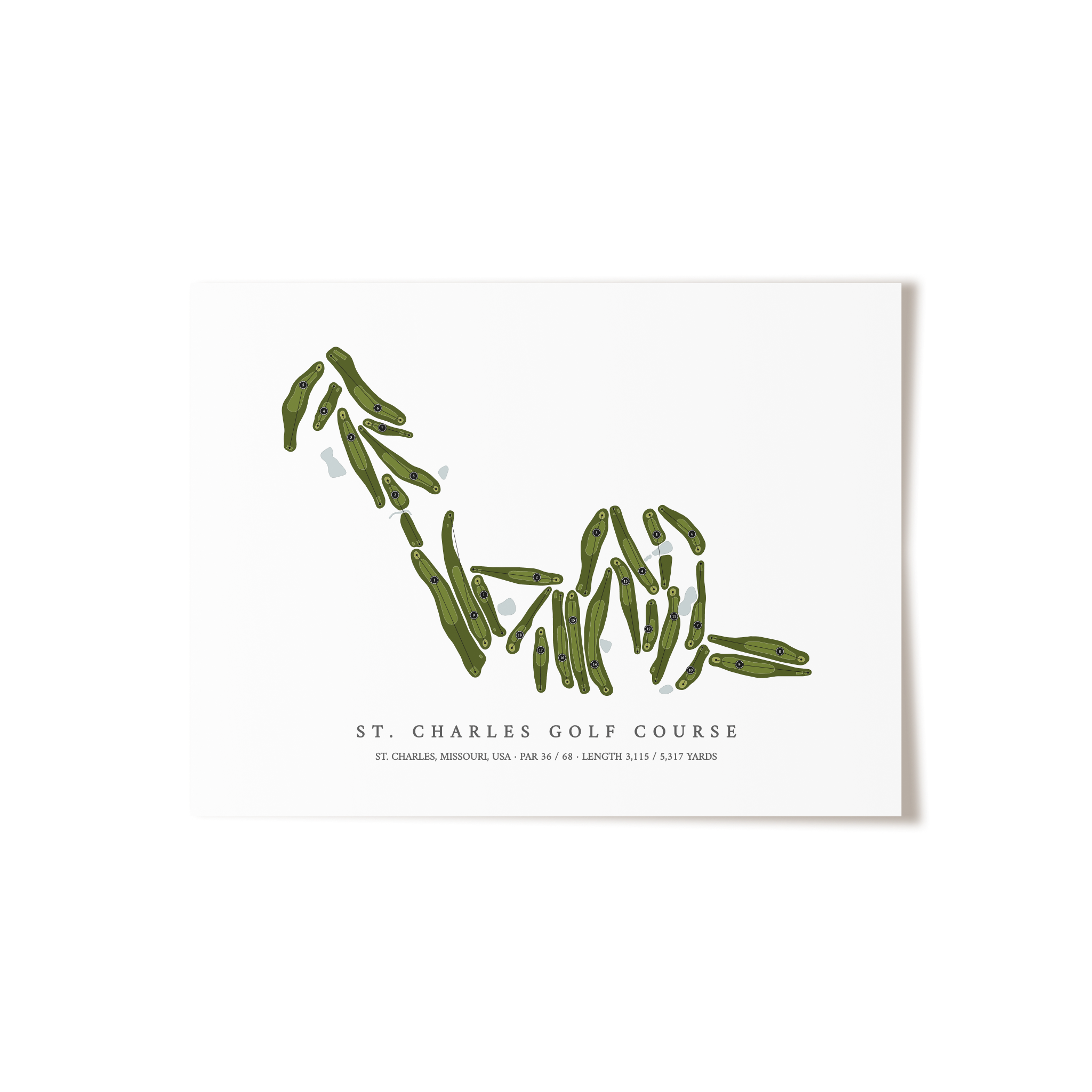 St Charles Golf Course | Golf Course Map | Unframed