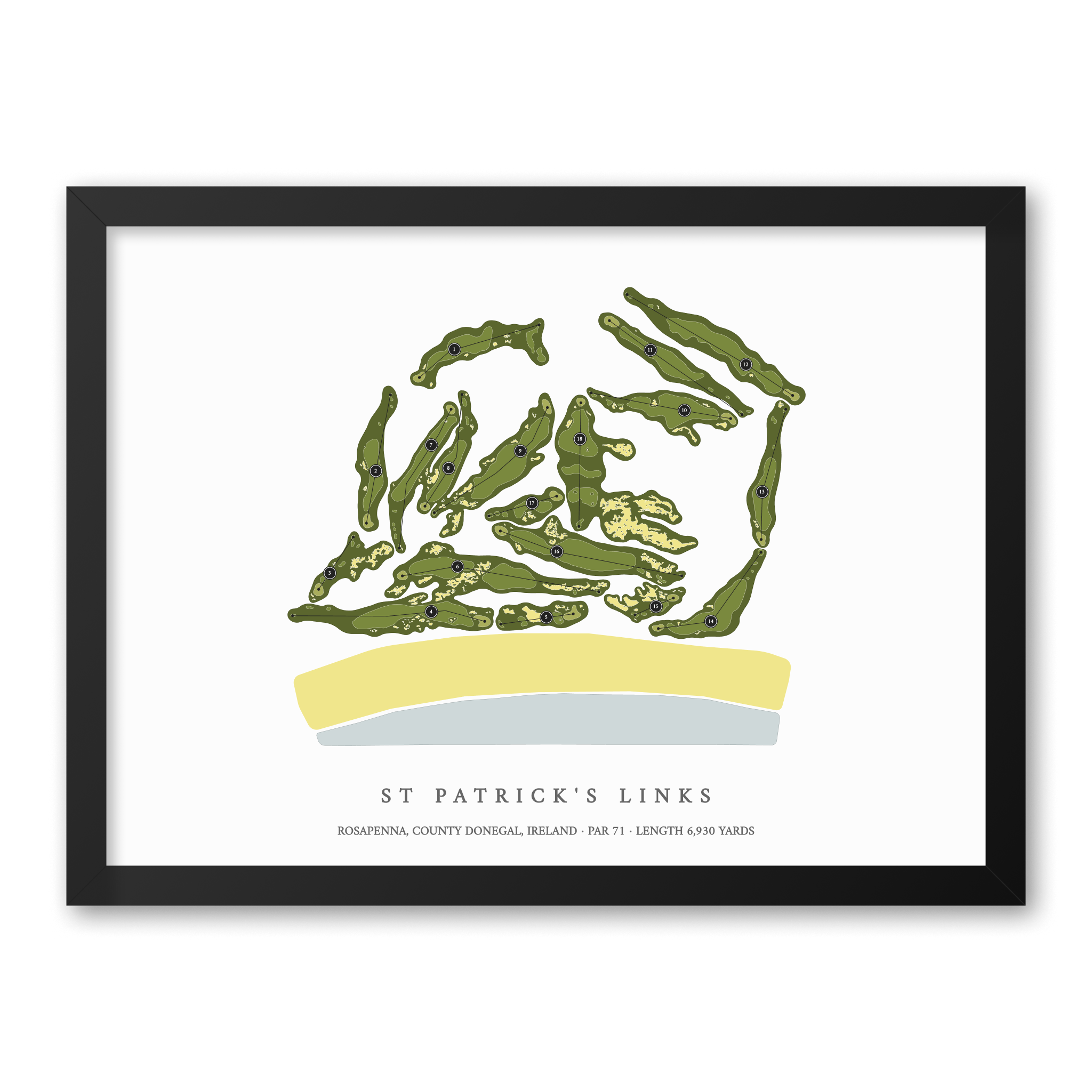 St Patrick's Links | Golf Course Map | Black Frame