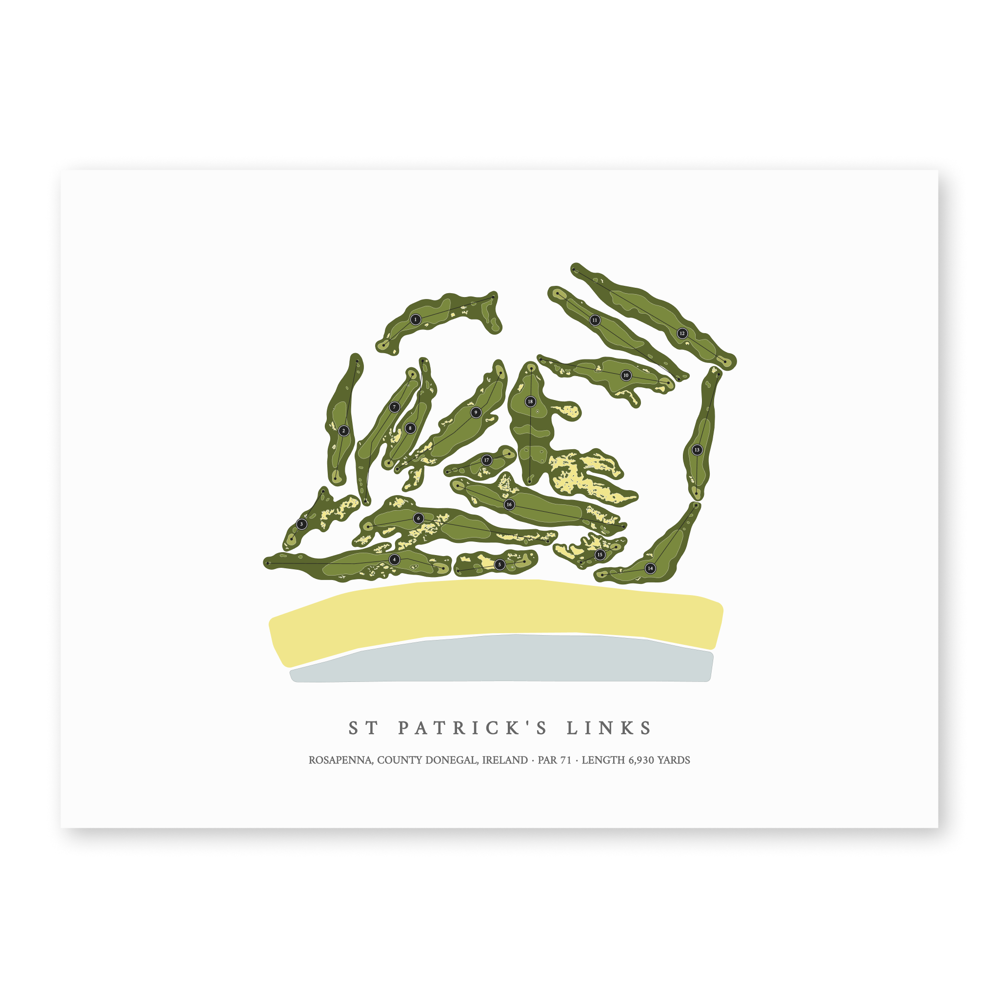 St Patrick's Links | Golf Course Map | Unframed