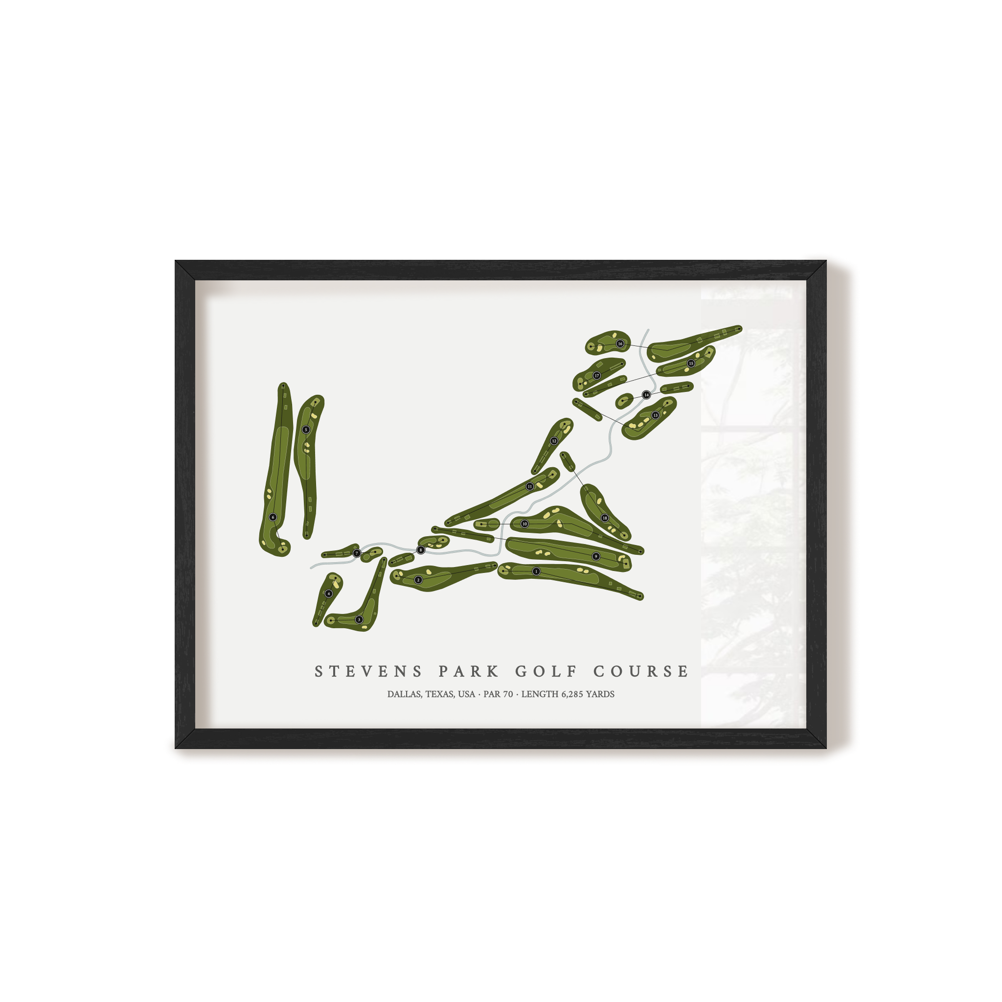 Stevens Park Golf Course | Golf Course Map | Black Frame