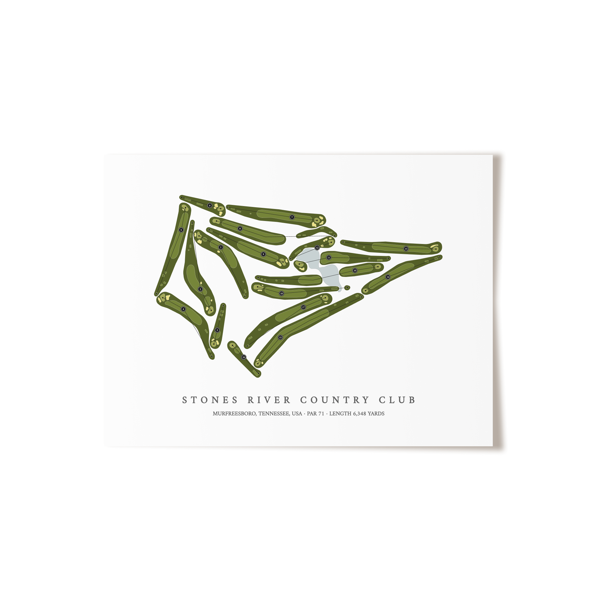 Stones River Country Club | Golf Course Map | Unframed