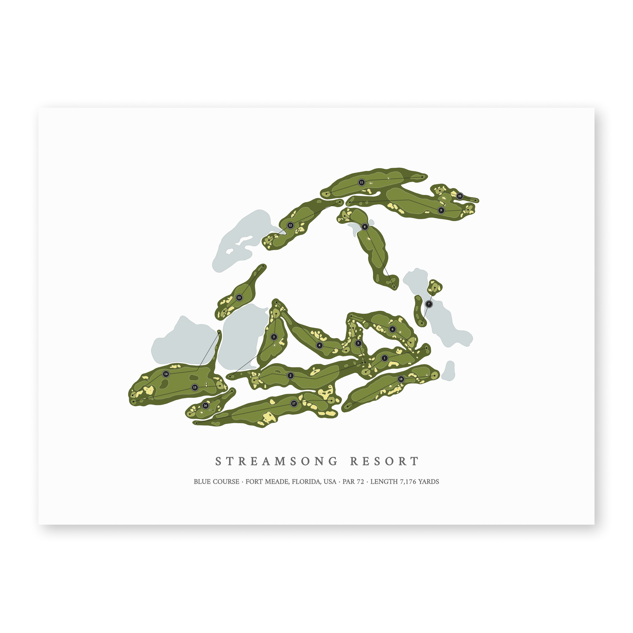 Streamsong Resort - Blue Course | Golf Course Map | Unframed