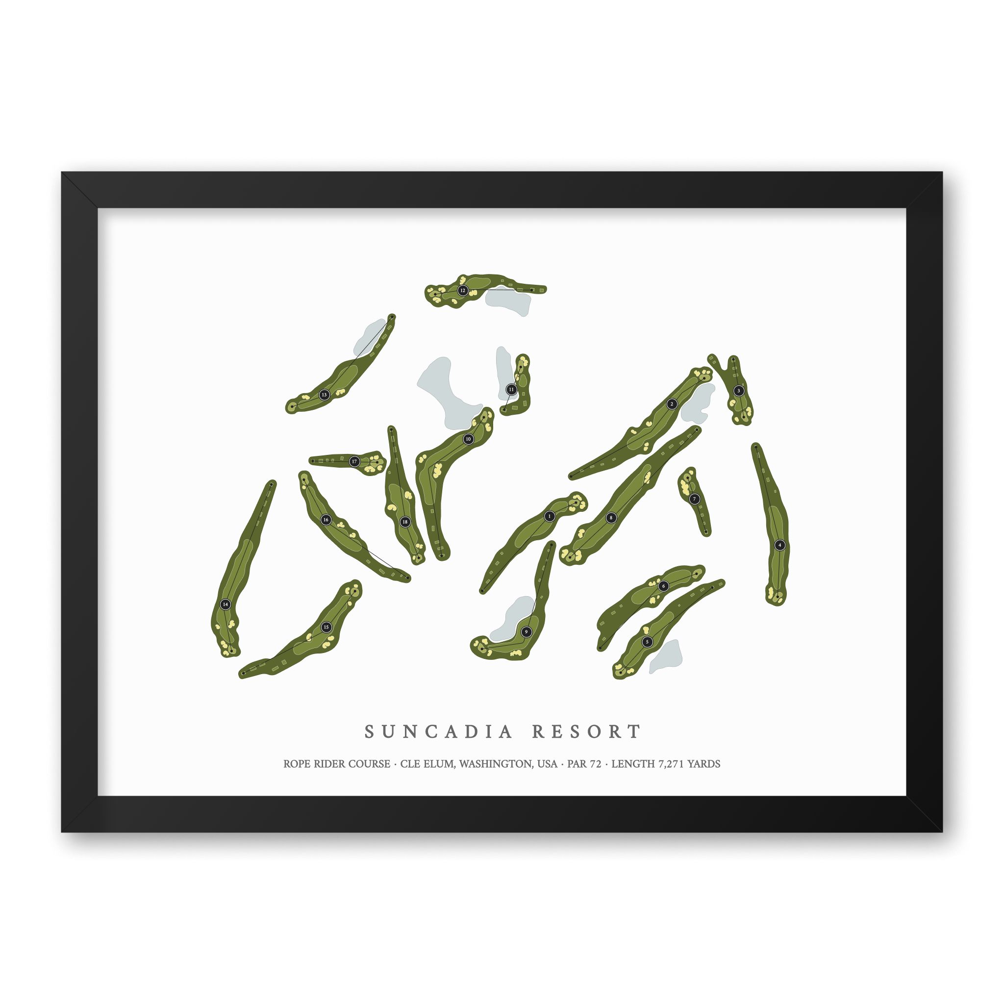 Suncadia Resort - Rope Rider Course | Golf Course Print | Black Frame