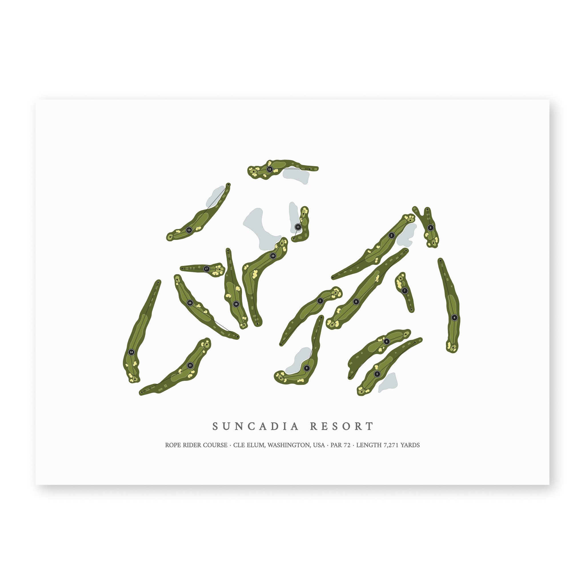 Suncadia Resort - Rope Rider Course | Golf Course Print | Unframed