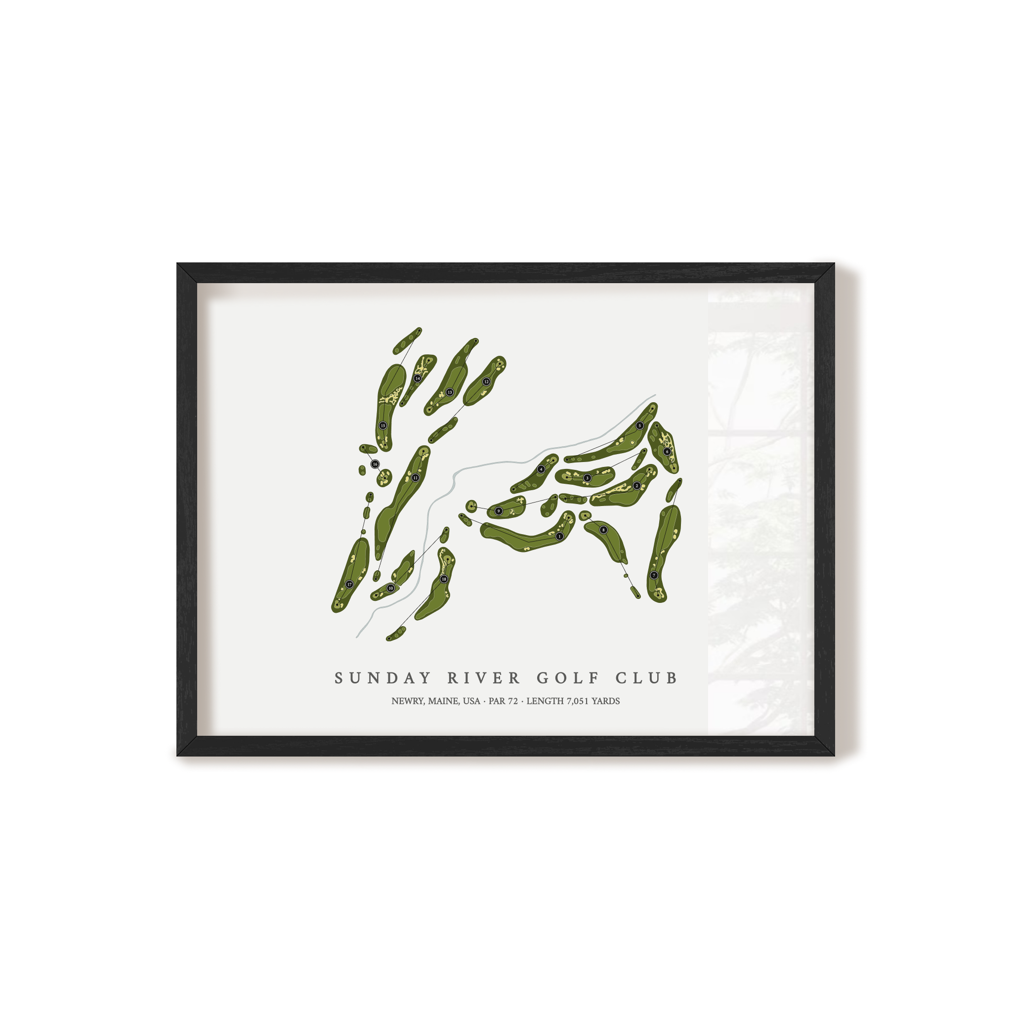 Sunday River Golf Club | Golf Course Map | Black Frame
