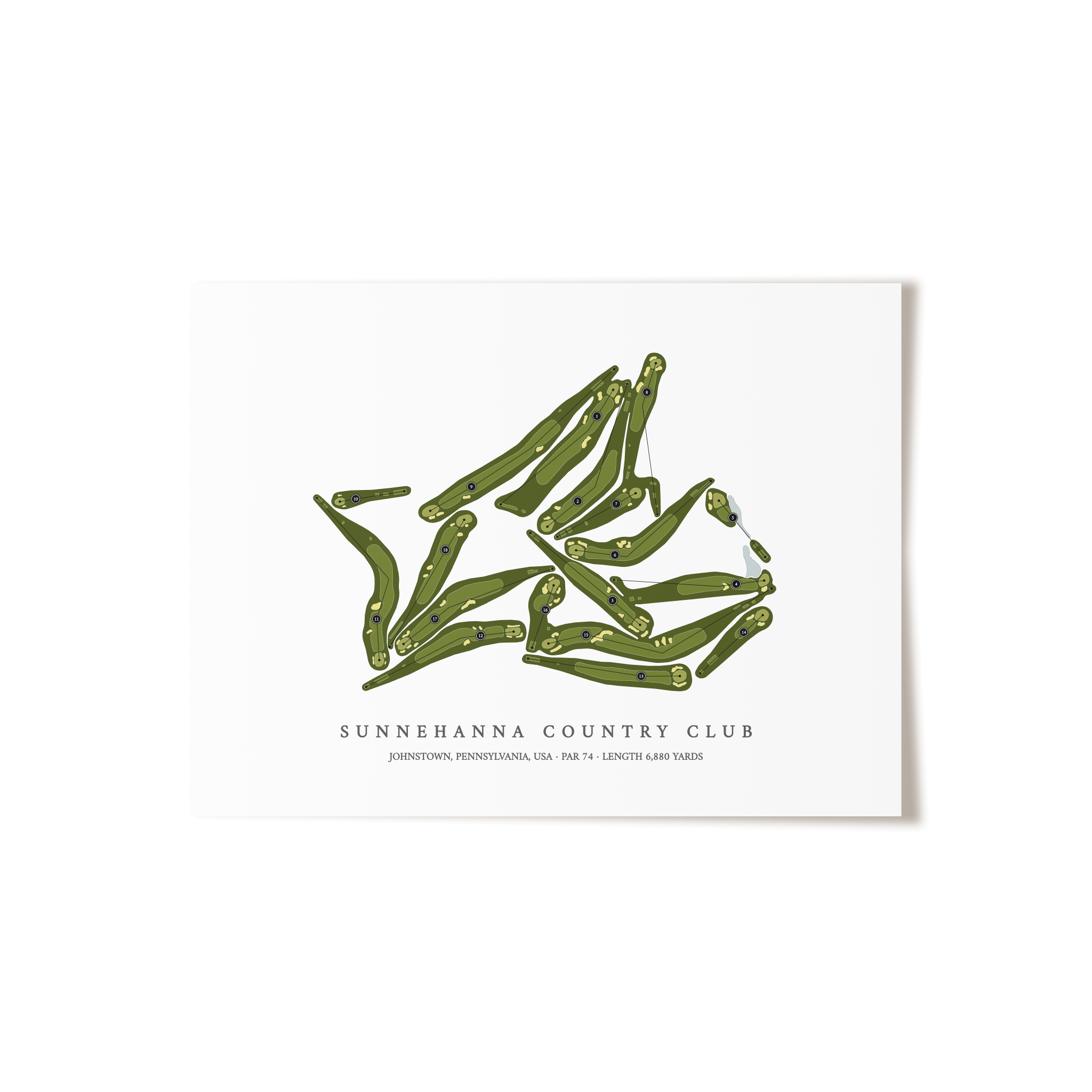 Sunnehanna Country Club | Golf Course Map | Unframed